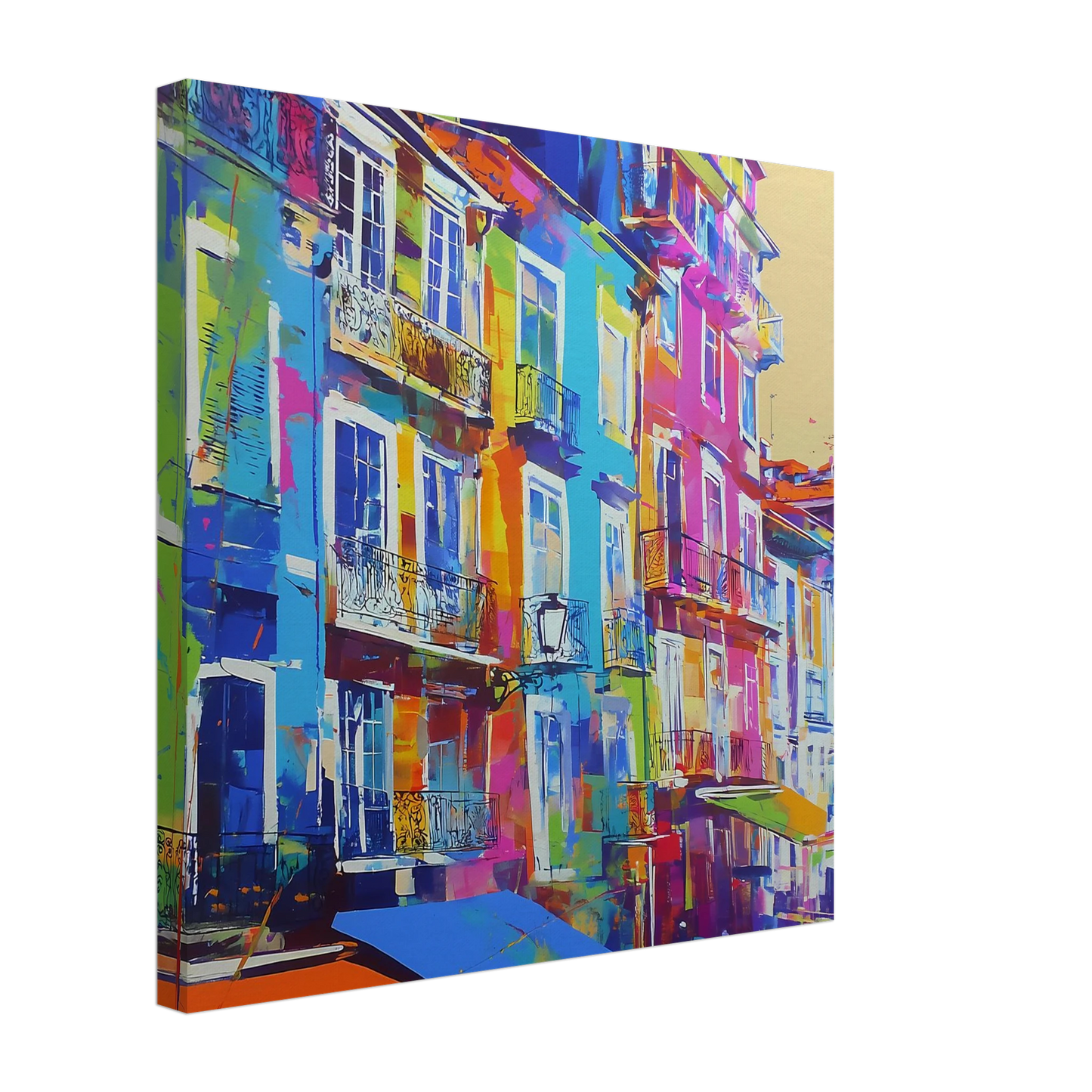 Balcons Colorés — tableau sur toile — vue 4 — art mural STNCL