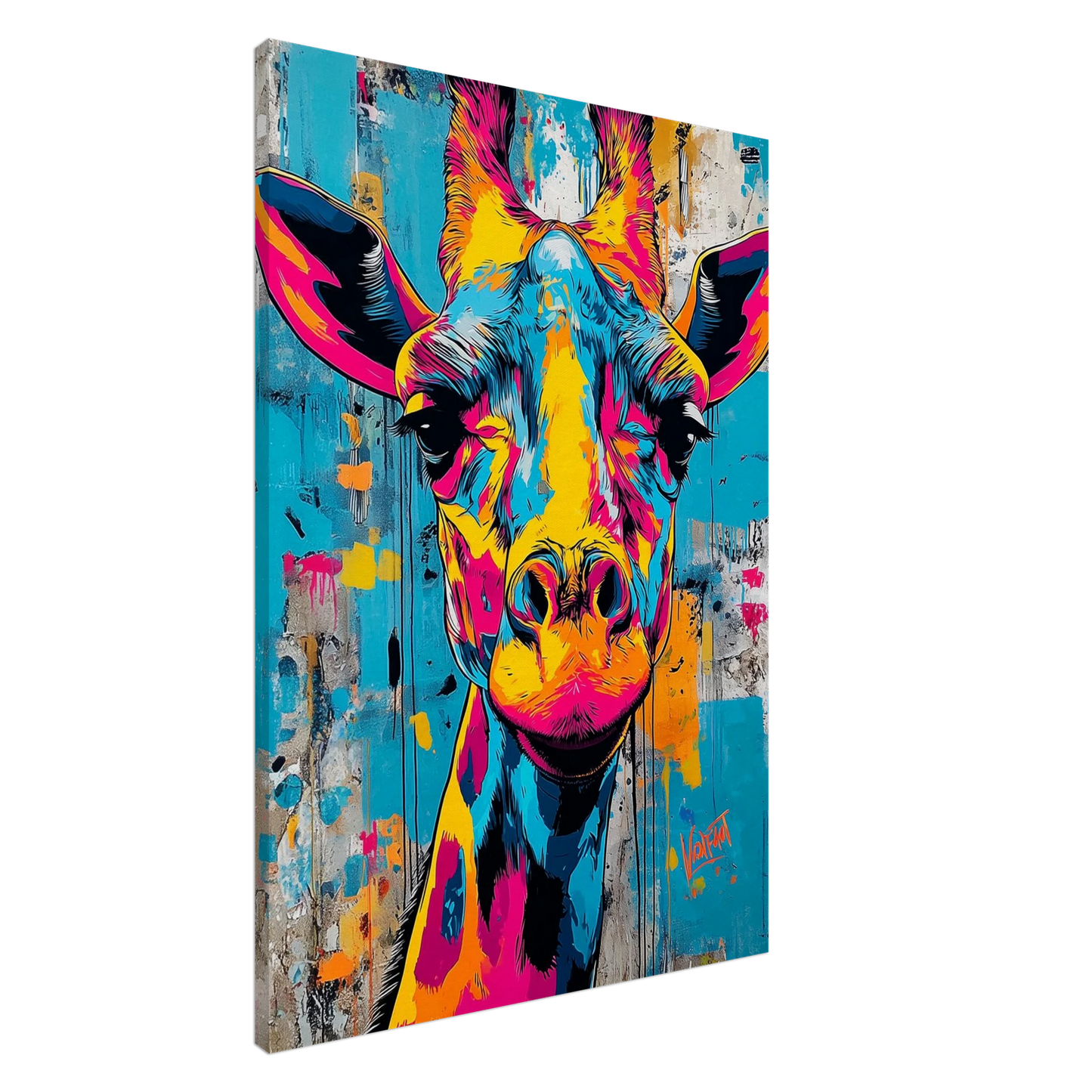 Girafe aux Mille Couleurs — tableau sur toile — art mural STNCL
