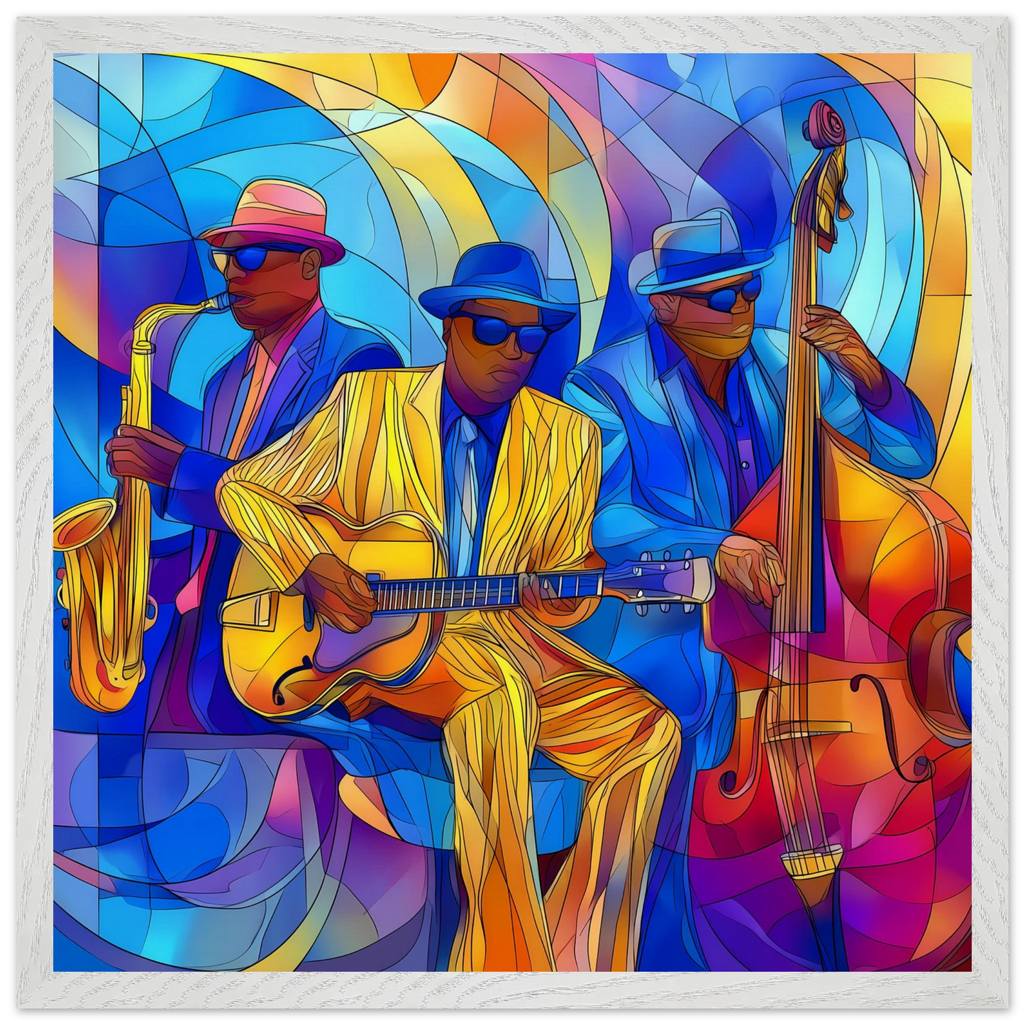 Trio de Jazz — tableau encadre bois — vue 12 — art mural STNCL