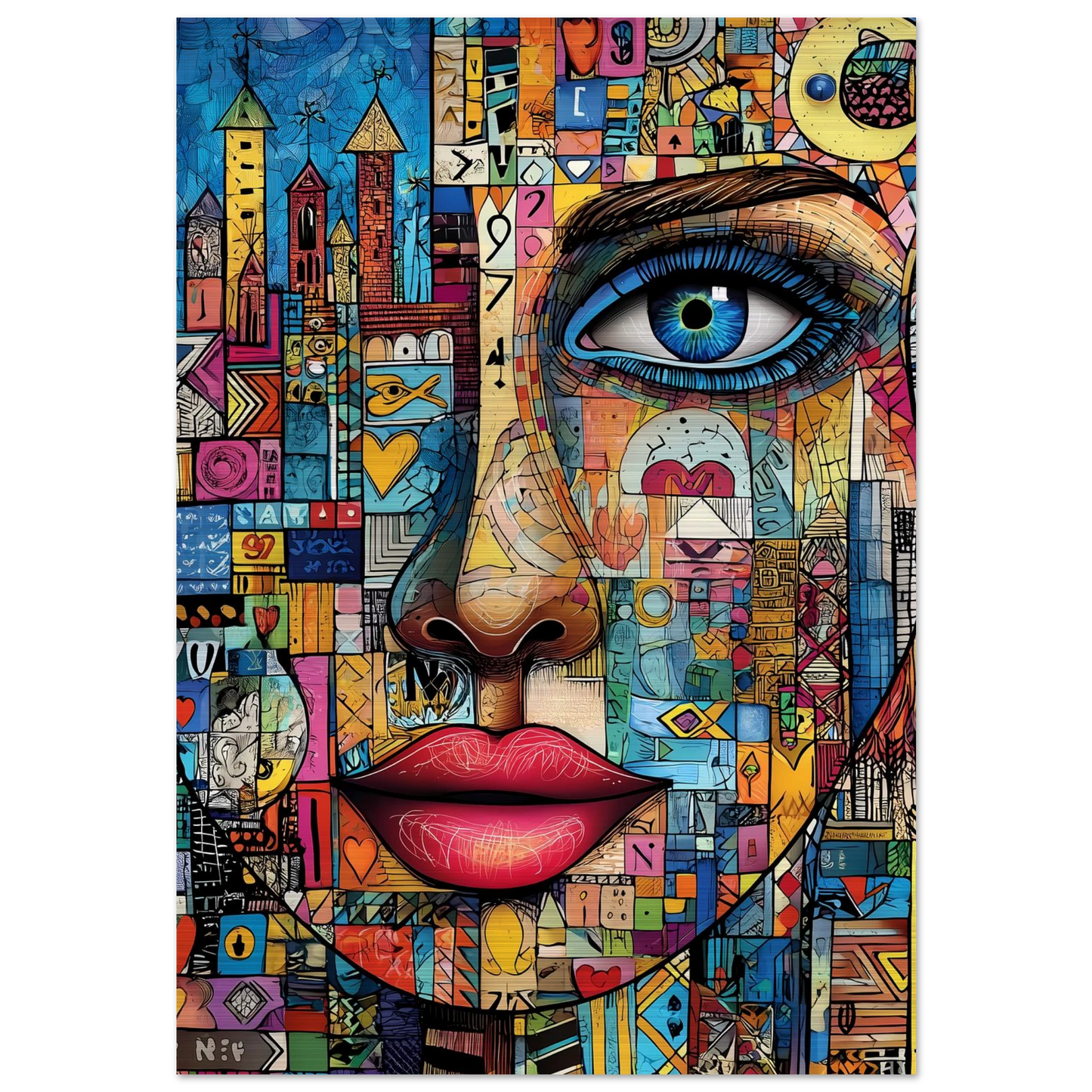 Visage Mosaïque — tableau aluminium — art mural STNCL