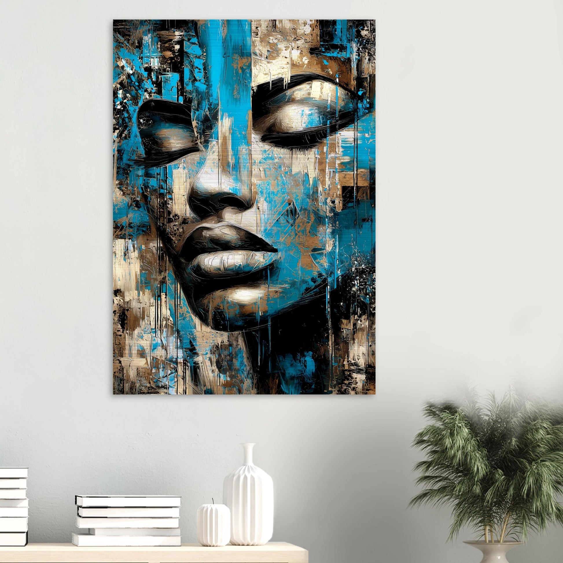 Bleu et Or — tableau aluminium — vue 6 — art mural STNCL