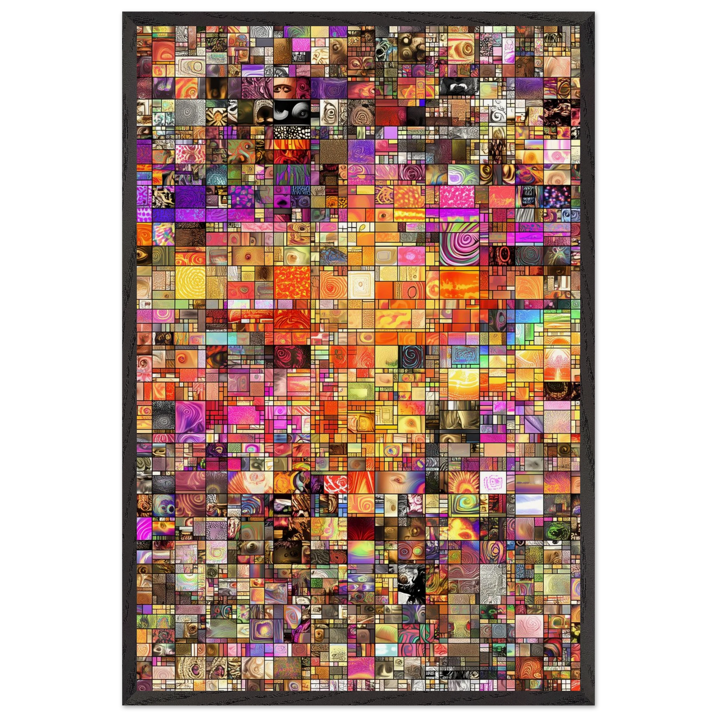 Mosaïque des Mille Mondes — tableau encadré bois — vue 2 — art mural STNCL