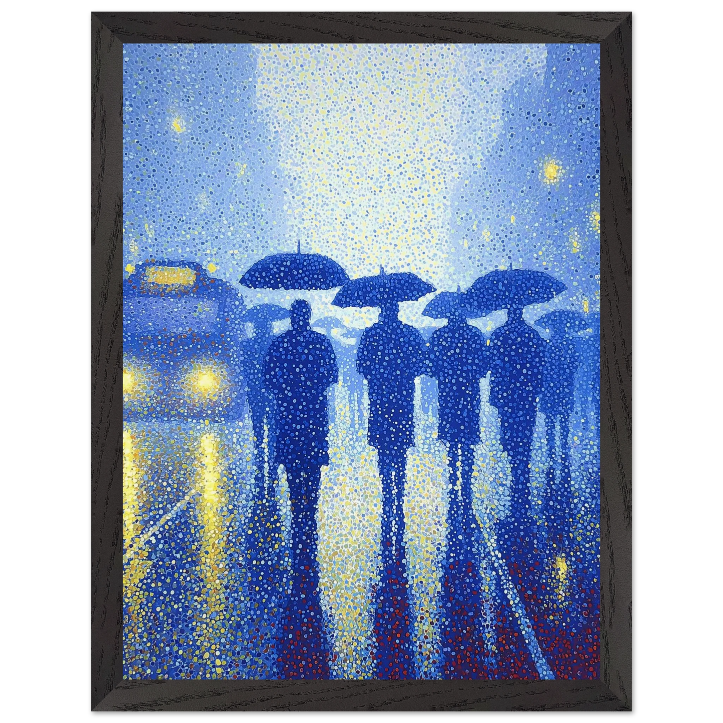 Pluie en Pointillés — tableau encadré bois — vue 4 — art mural STNCL