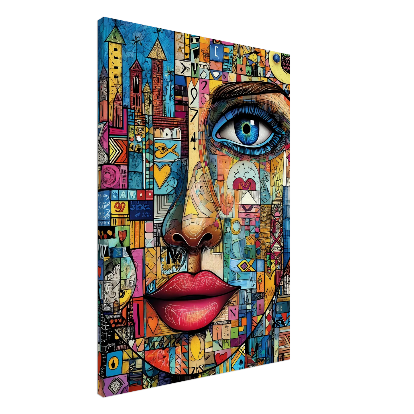 Visage Mosaïque — tableau sur toile — art mural STNCL