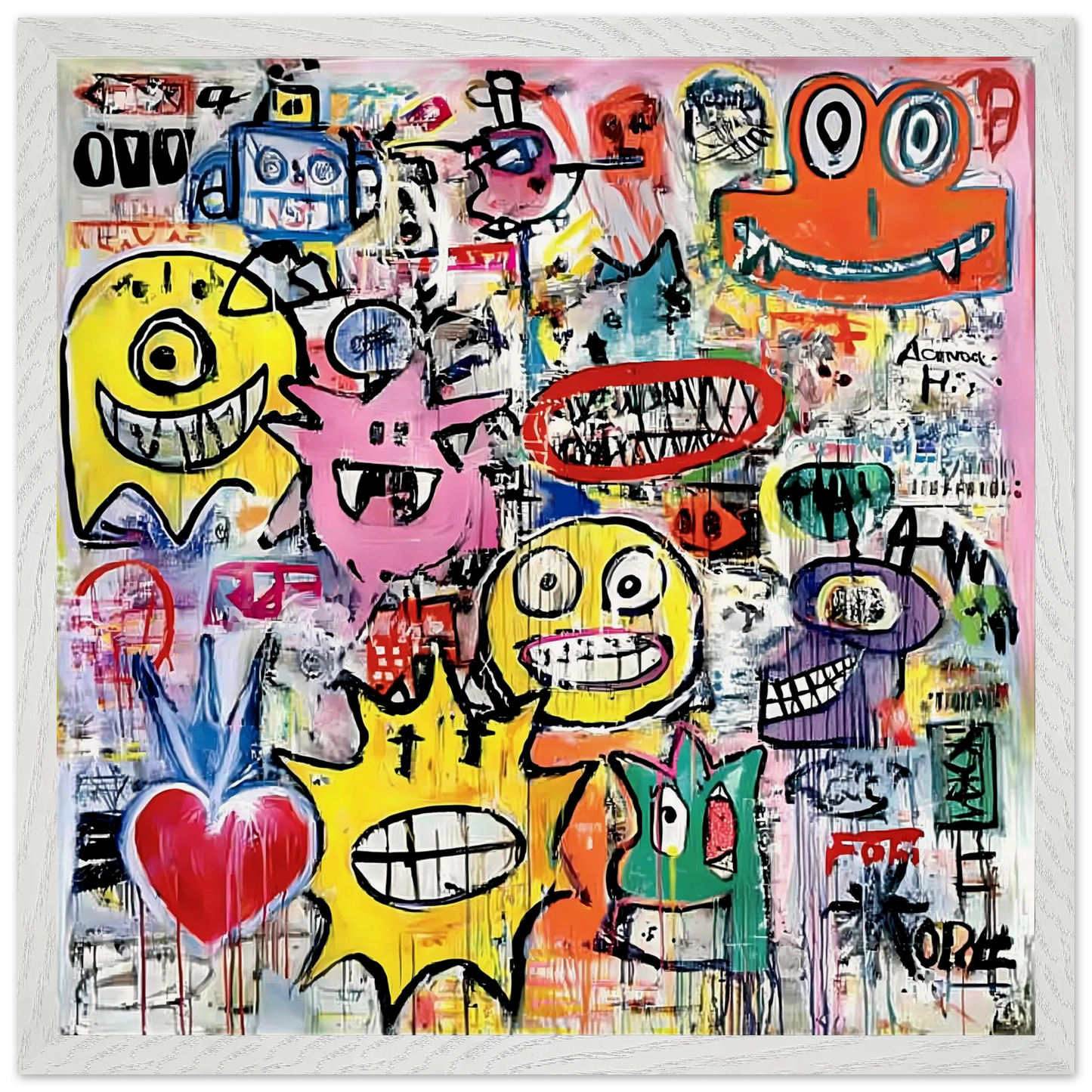 Le Mur aux Monstres — tableau encadré bois — vue 12 — art mural STNCL