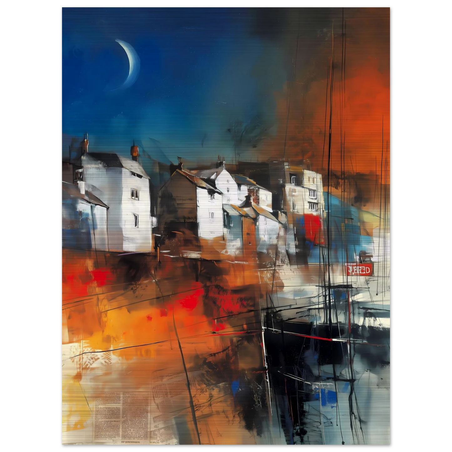 Port sous le Croissant de Lune — tableau aluminium — vue 5 — art mural STNCL
