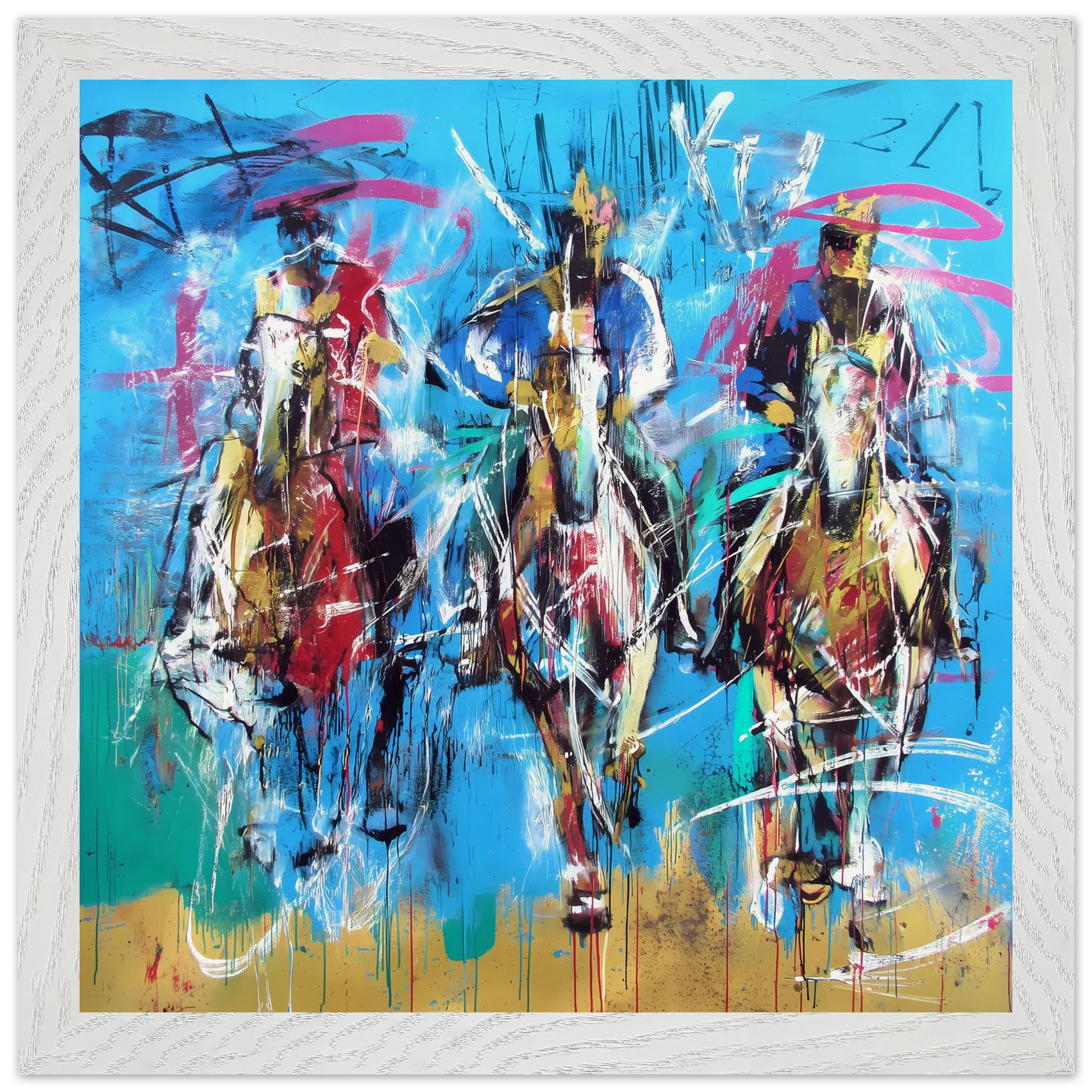 Trois Cavaliers — tableau encadré bois — vue 11 — art mural STNCL