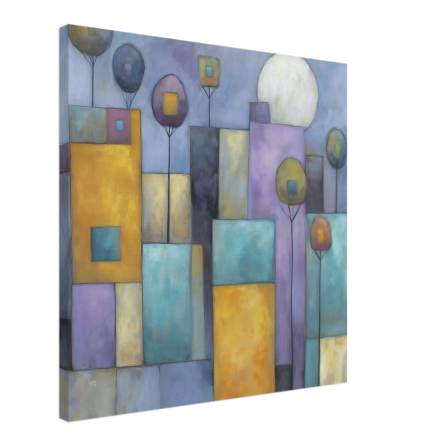 Jardins Géométriques sous la Lune — tableau sur toile — art mural STNCL