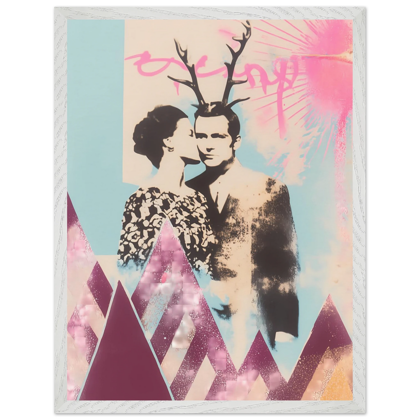 Le Couple aux Bois — tableau encadré bois — vue 8 — art mural STNCL