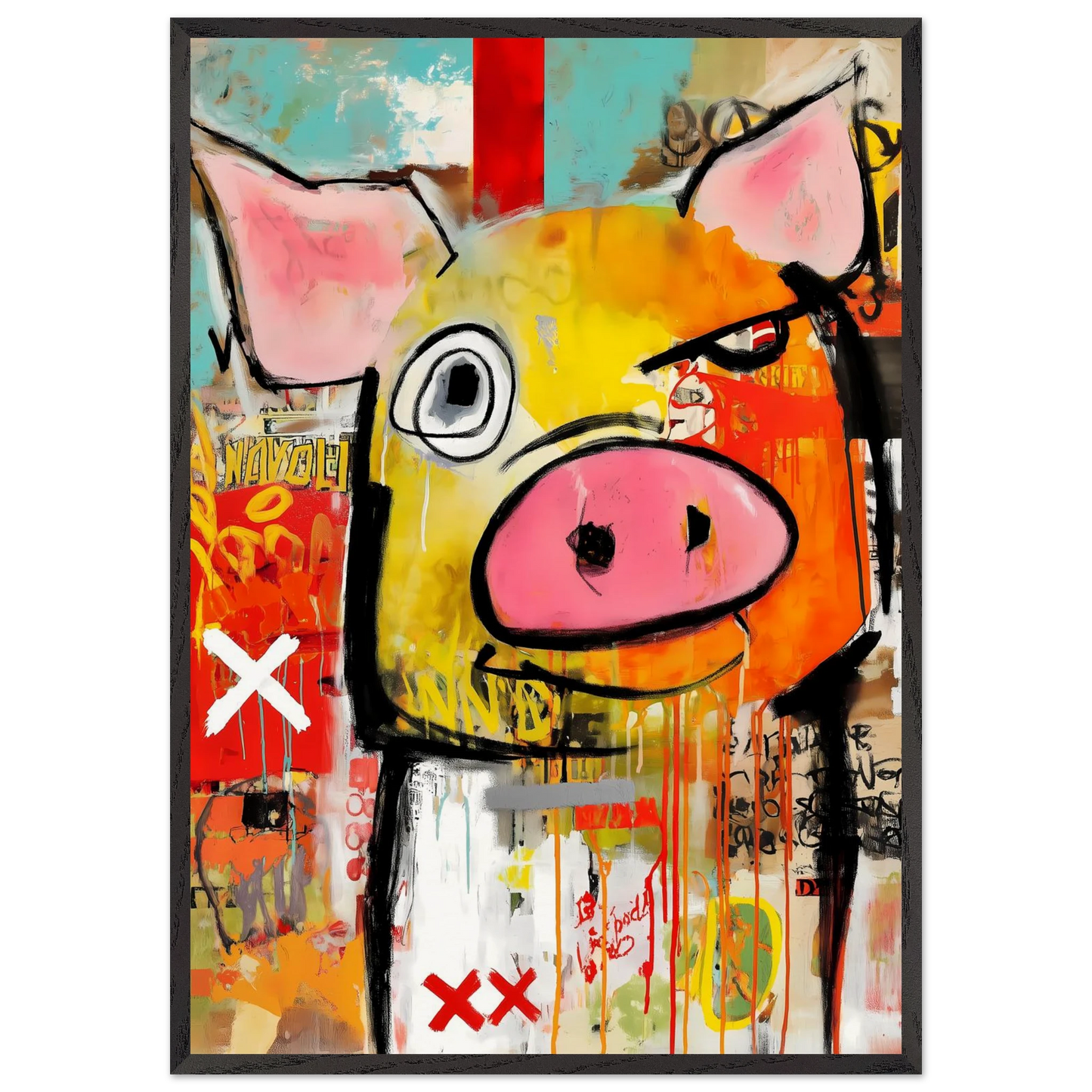 Le Cochon Bougon — tableau encadré bois — art mural STNCL