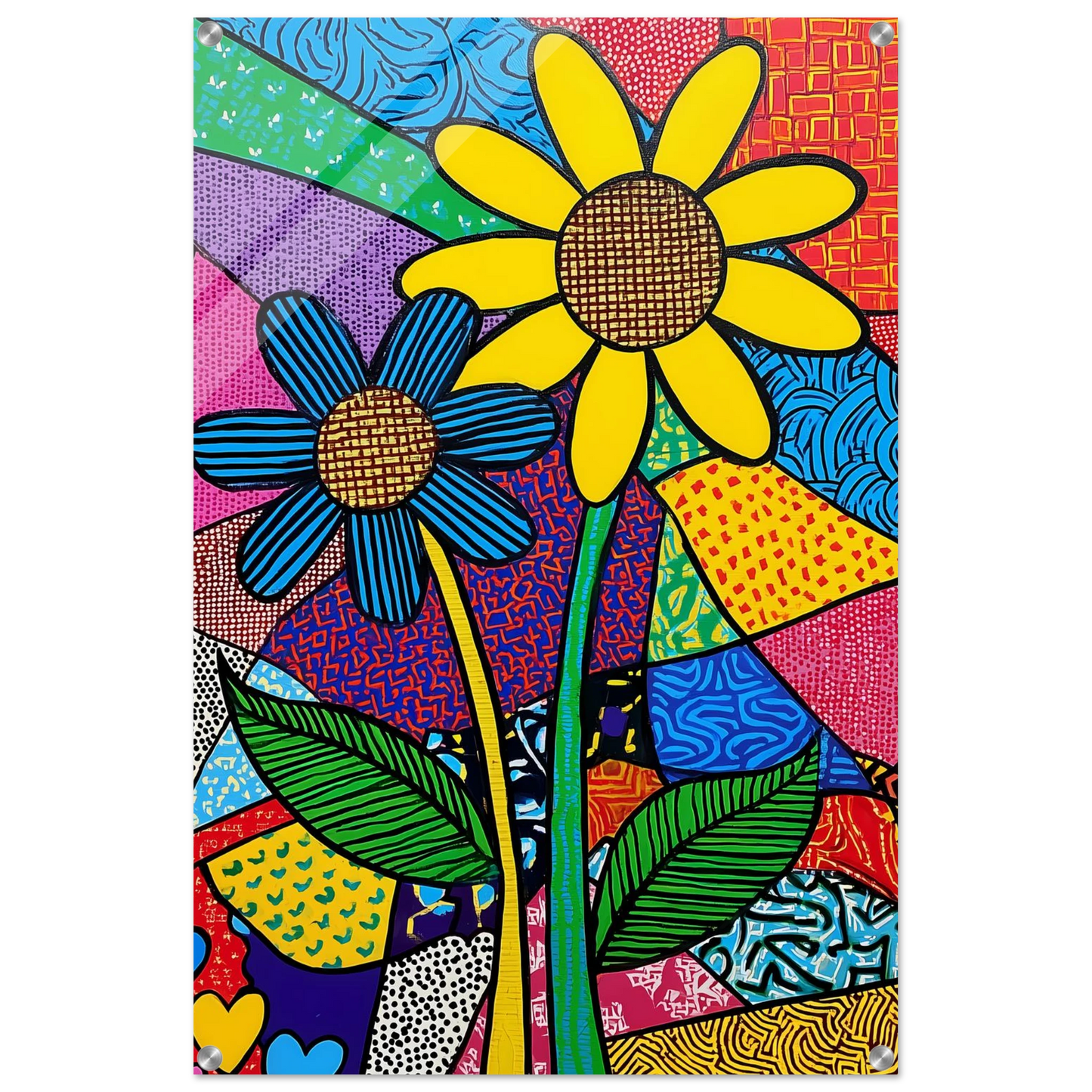 Deux Fleurs en Fête — tableau plexiglas — vue 5 — art mural STNCL