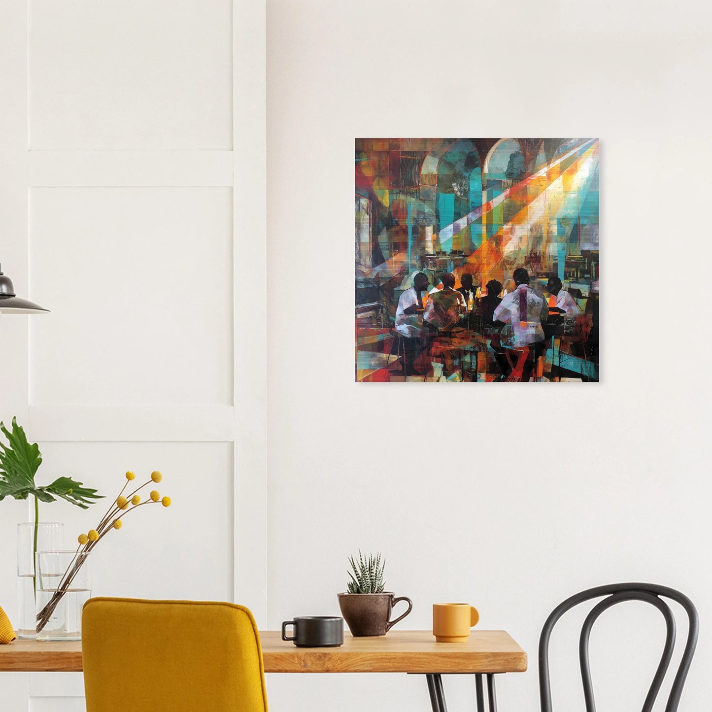Rencontre au Café — tableau aluminium — vue 7 — art mural STNCL