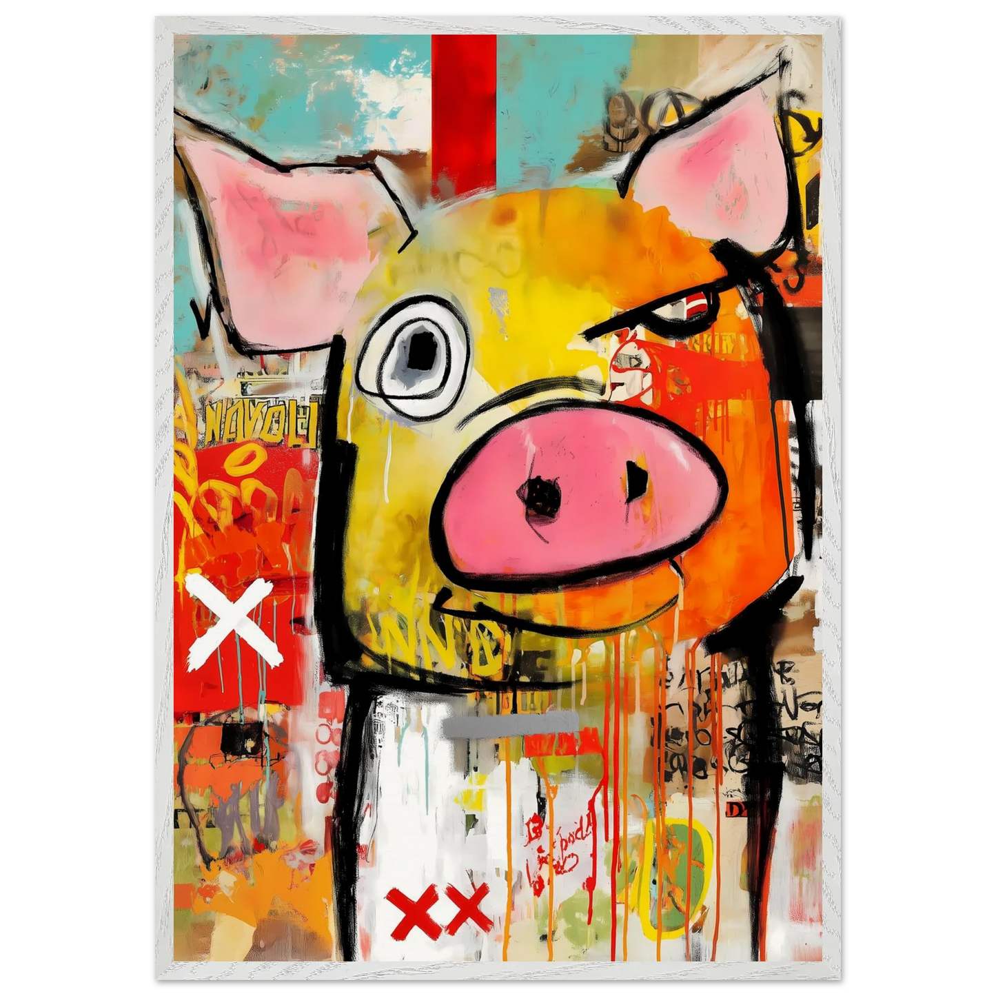 Le Cochon Bougon — tableau encadré bois — vue 5 — art mural STNCL
