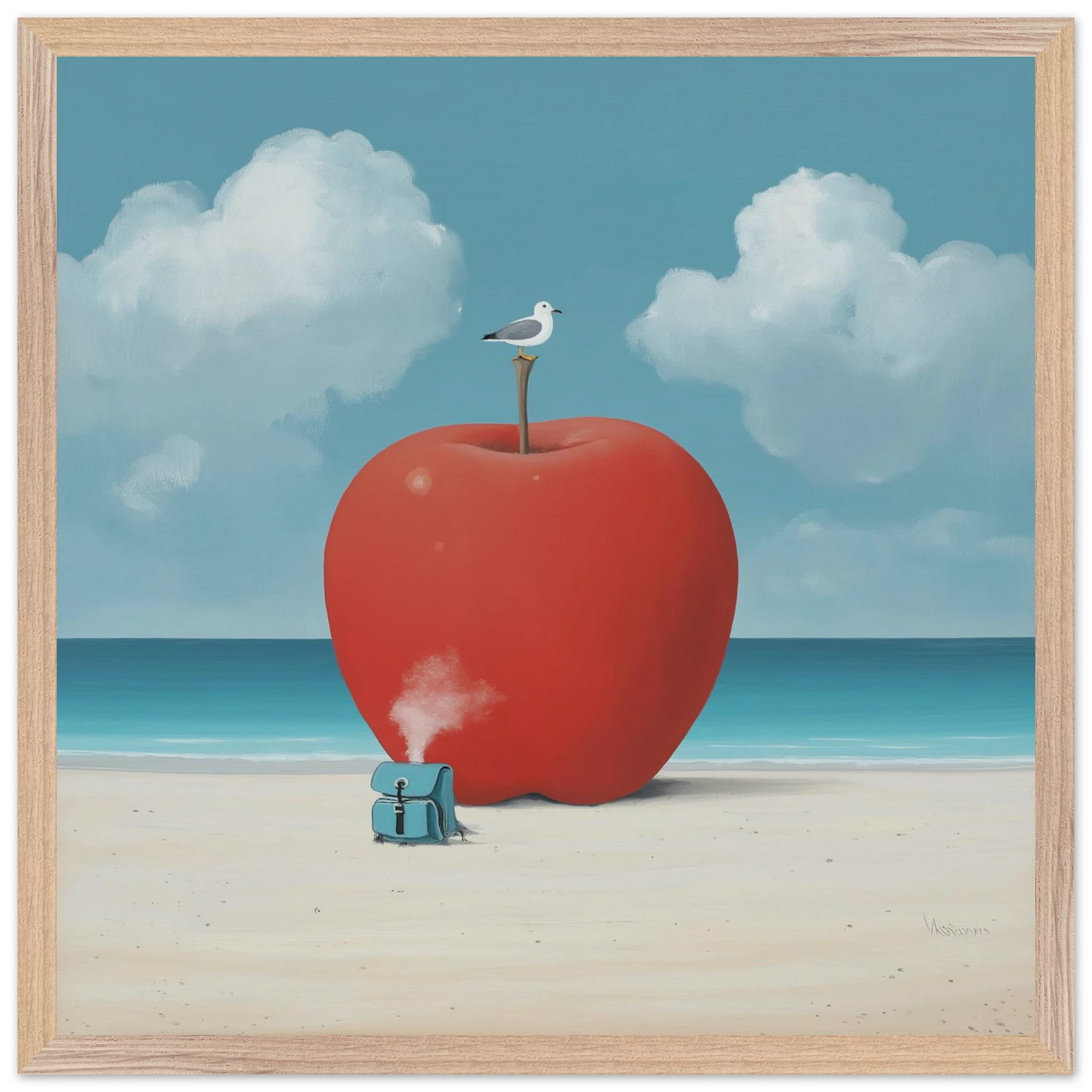 La Pomme et la Mouette — tableau encadré bois — vue 7 — art mural STNCL