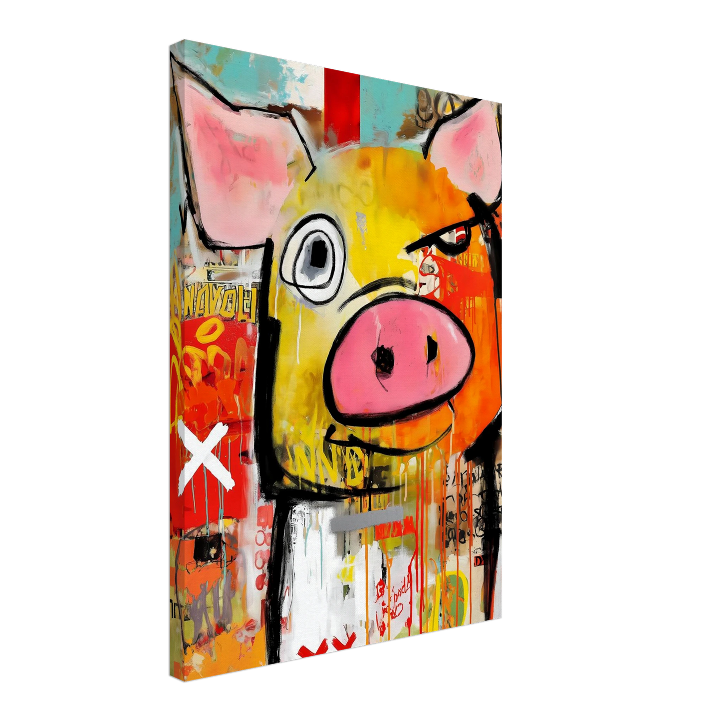 Le Cochon Bougon — tableau sur toile — vue 3 — art mural STNCL