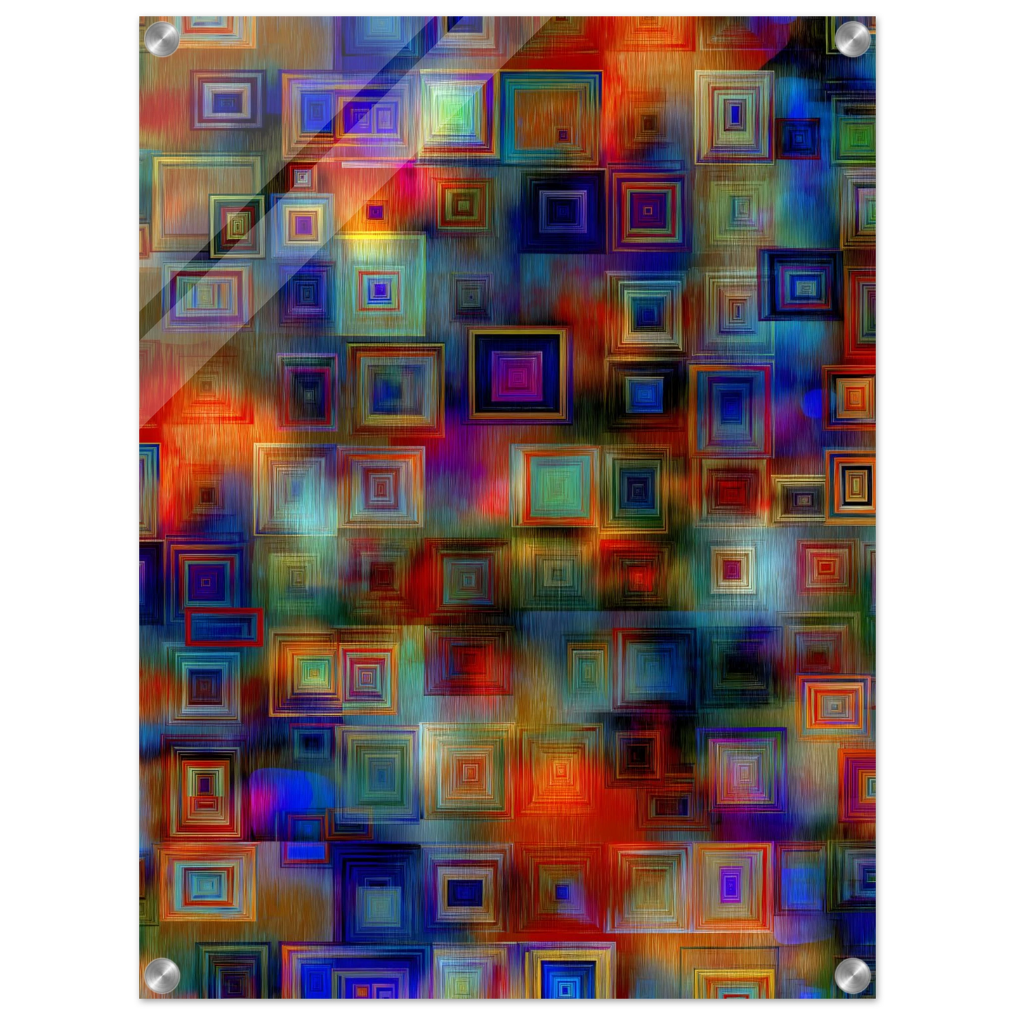 Trame de Carrés — tableau plexiglas — vue 4 — art mural STNCL