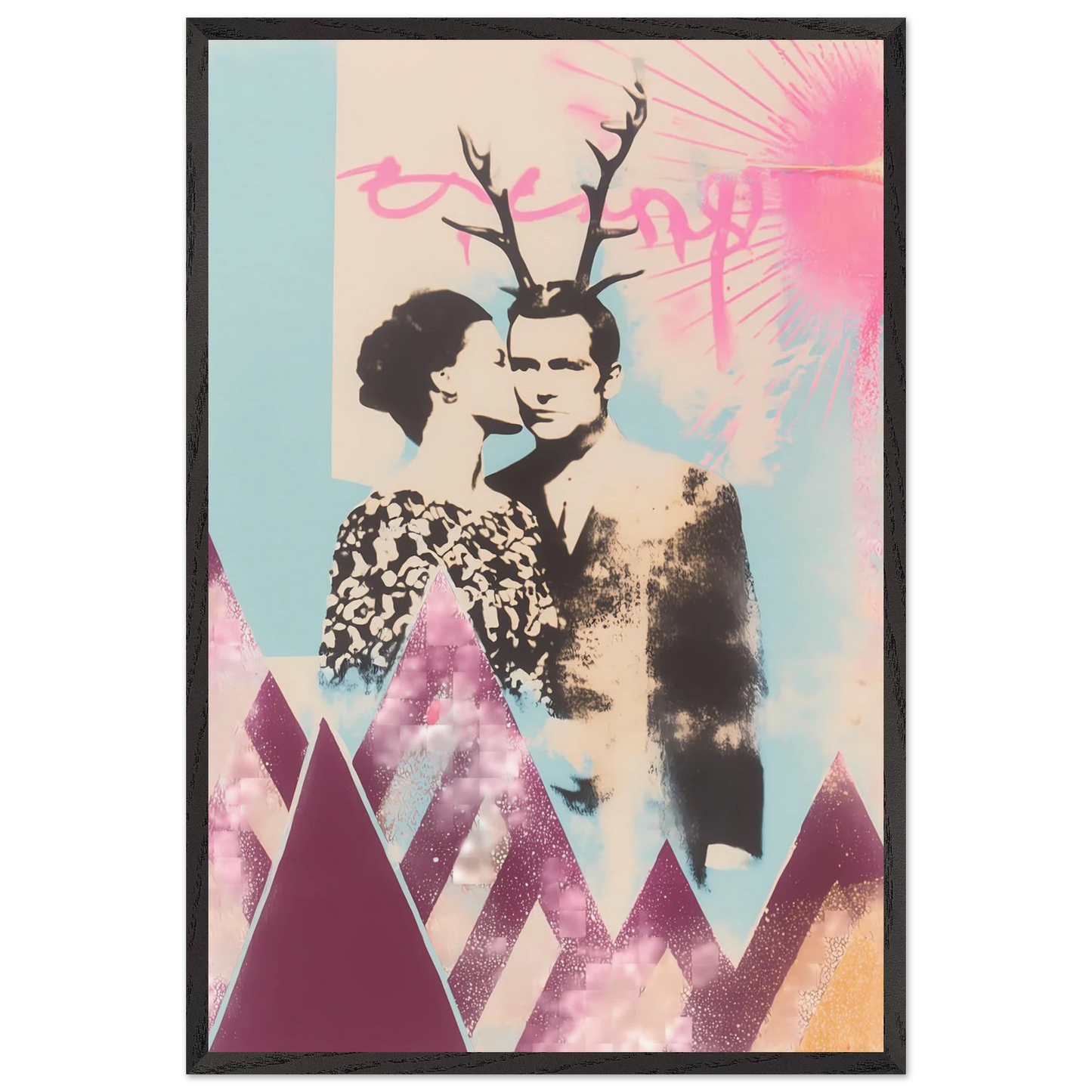 Le Couple aux Bois — tableau encadré bois — vue 2 — art mural STNCL