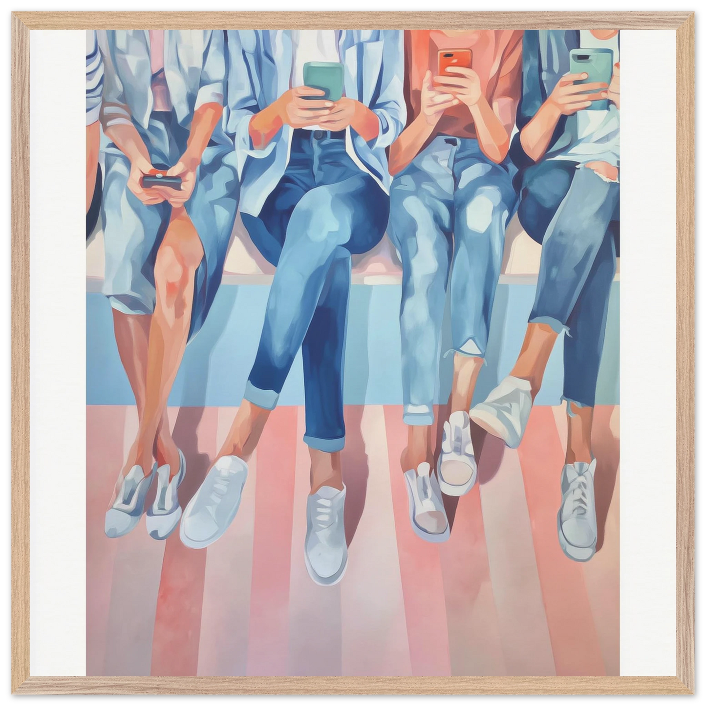 Génération Connectée — tableau encadré bois — vue 3 — art mural STNCL