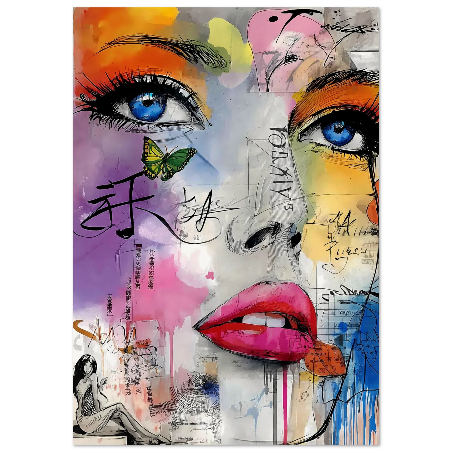 Papillon et Idéogrammes — affiche d'art — art mural STNCL