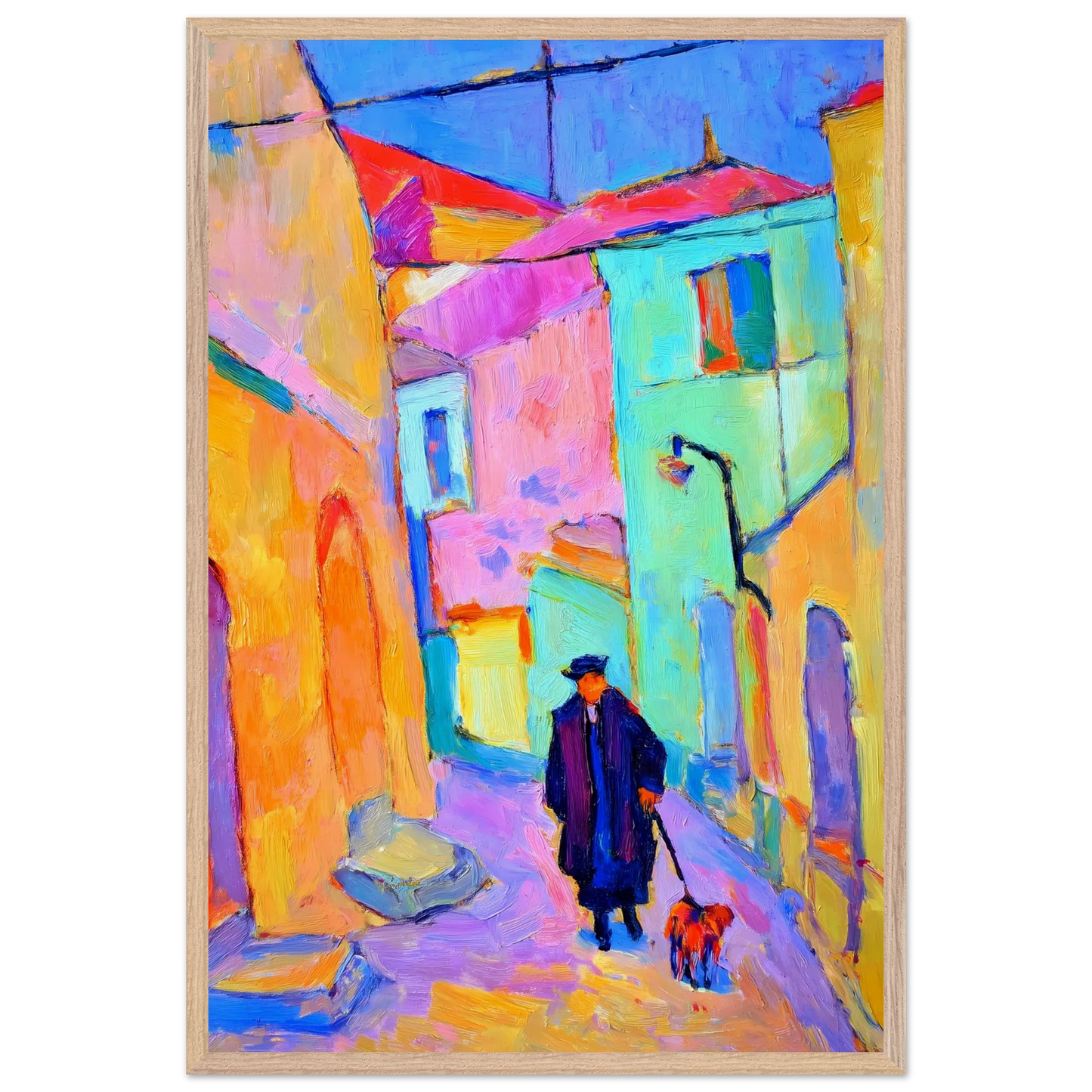 Le Promeneur en Bleu — tableau encadré bois — vue 14 — art mural STNCL