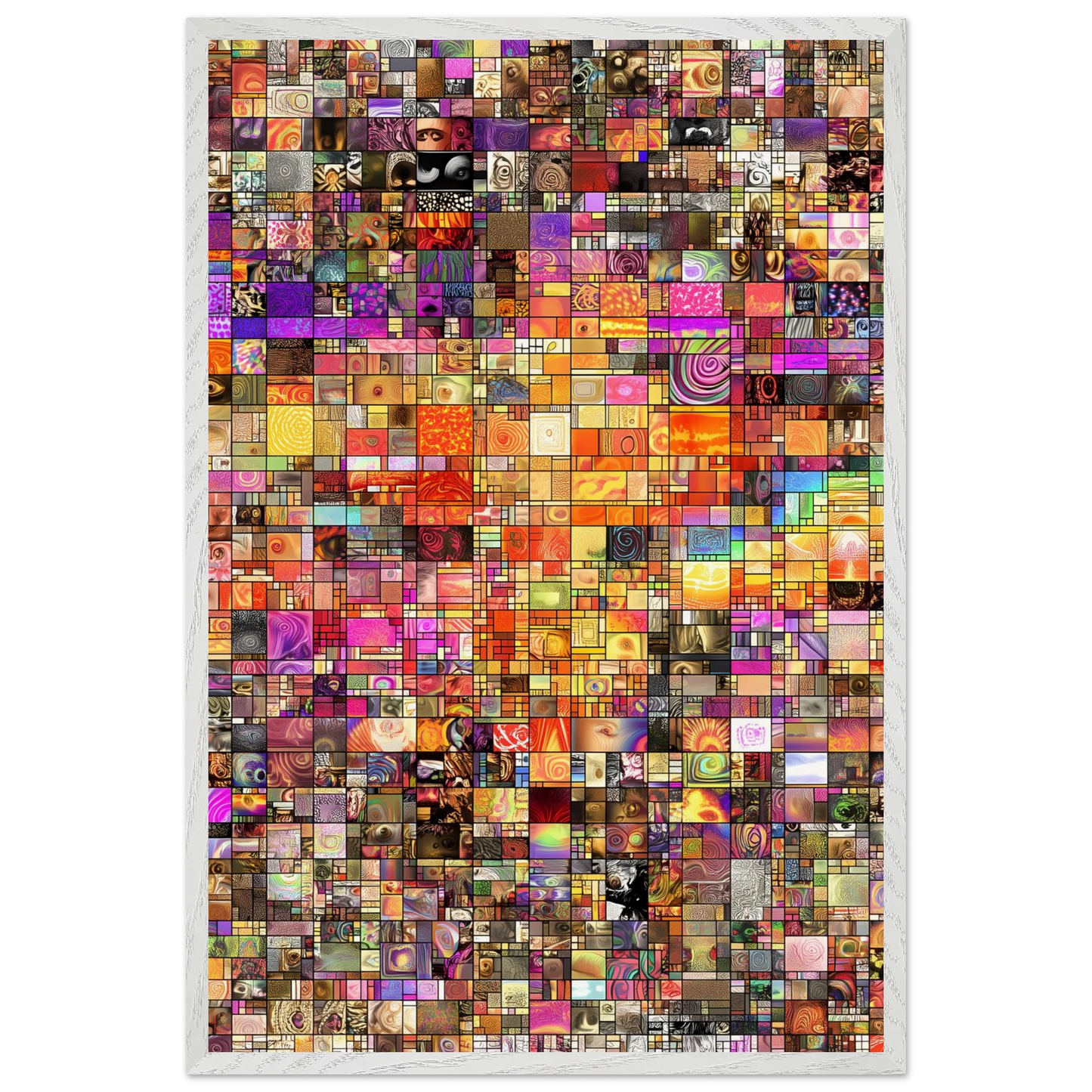 Mosaïque des Mille Mondes — tableau encadré bois — vue 7 — art mural STNCL