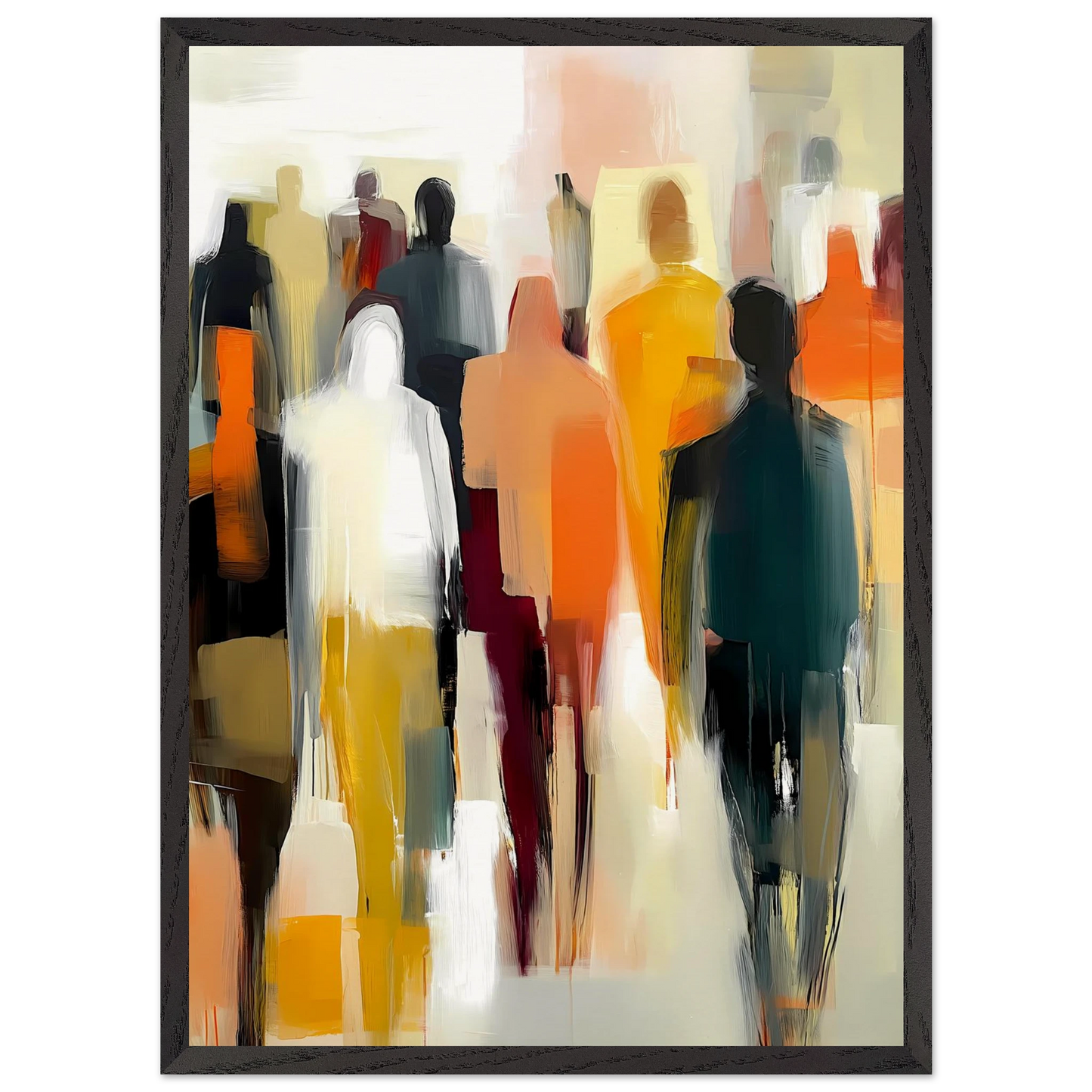 Foule Silencieuse — tableau encadré bois — vue 10 — art mural STNCL