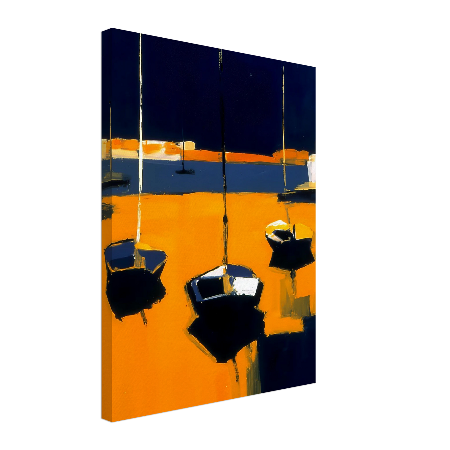 Barques au Soleil Couchant — tableau sur toile — vue 5 — art mural STNCL