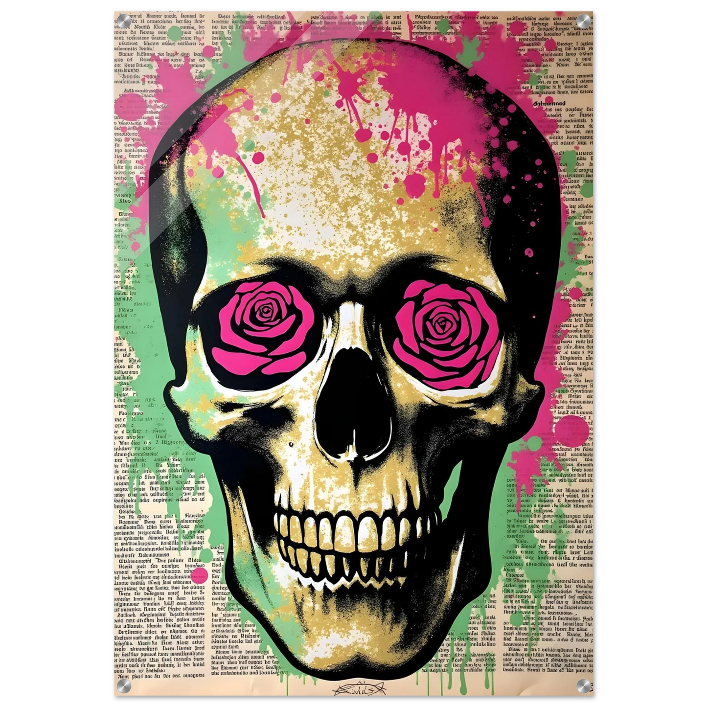 Crâne aux Roses — tableau plexiglas — art mural STNCL