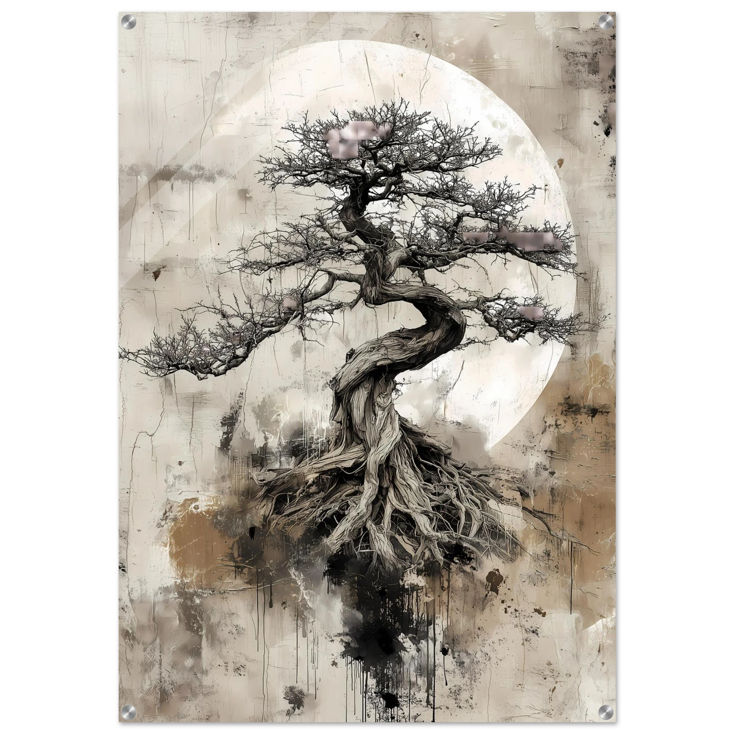 Bonsaï sous la Lune — tableau plexiglas — art mural STNCL