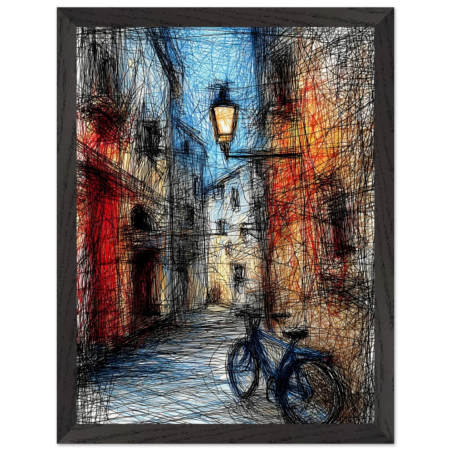 Ruelle à la Lanterne — tableau encadré bois — vue 4 — art mural STNCL