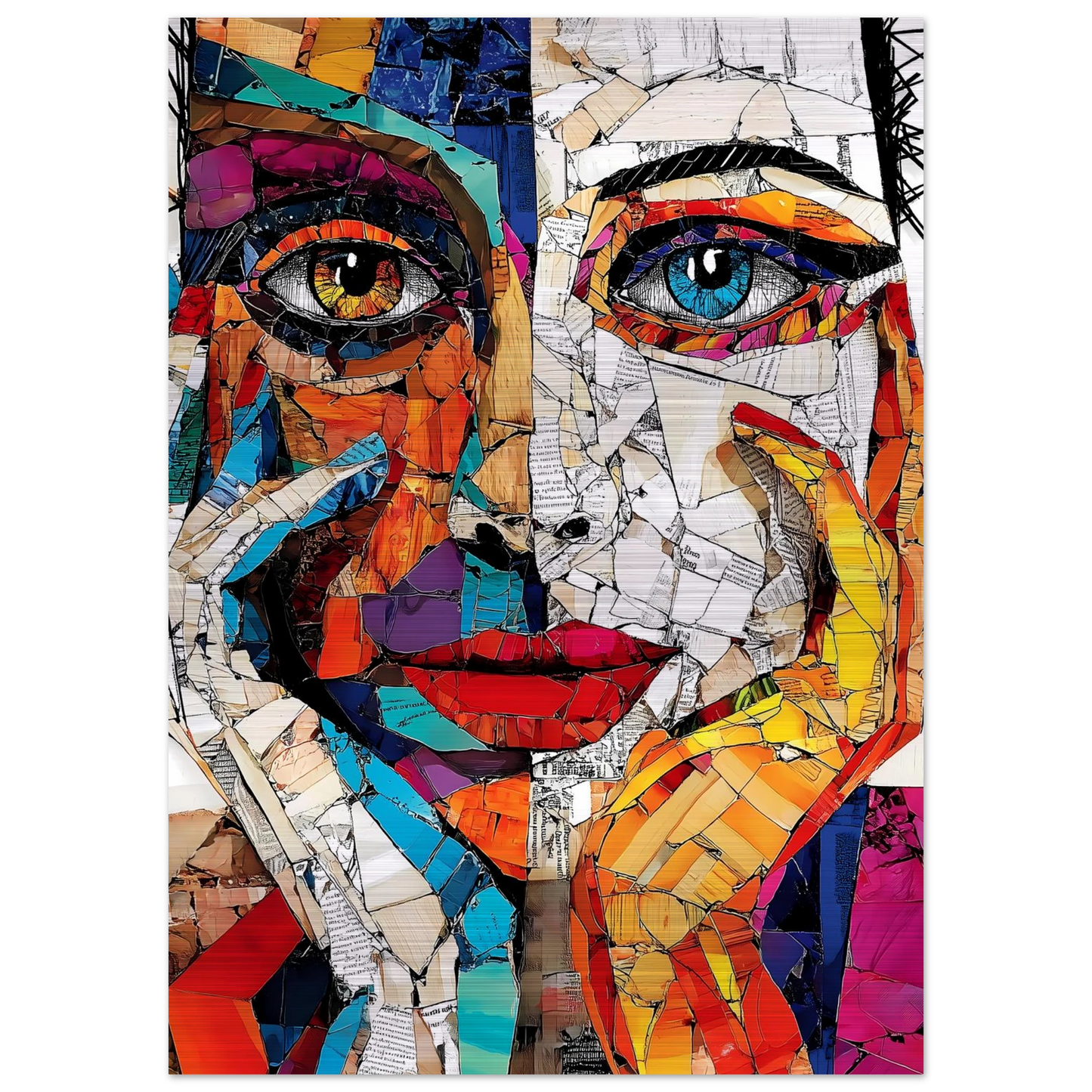 Visages Déchirés — tableau aluminium — vue 4 — art mural STNCL