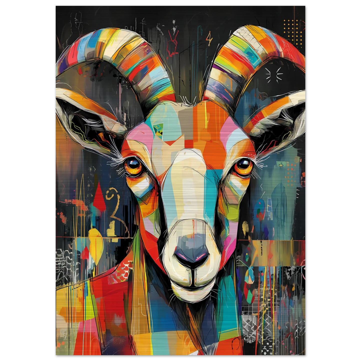 Bélier Bariolé — tableau aluminium — vue 4 — art mural STNCL