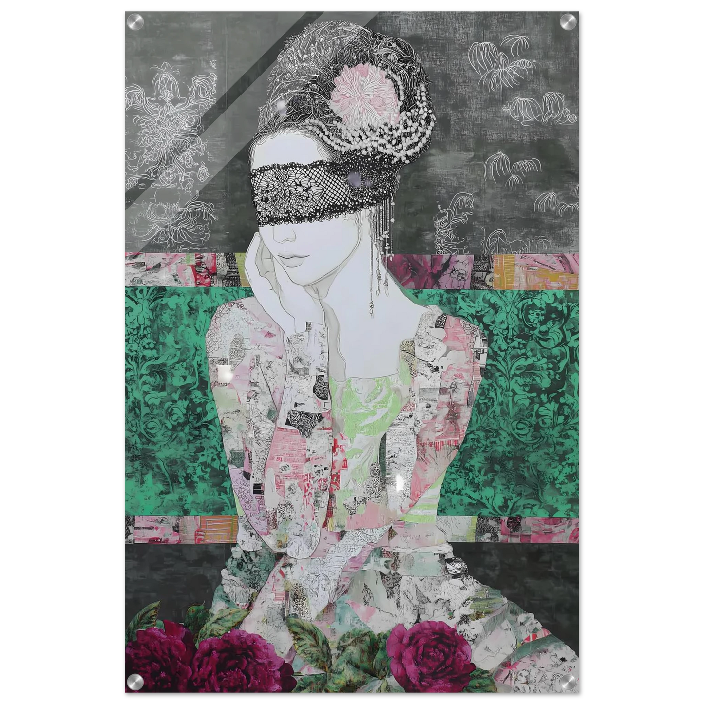 Dame de Dentelle — tableau plexiglas — vue 5 — art mural STNCL