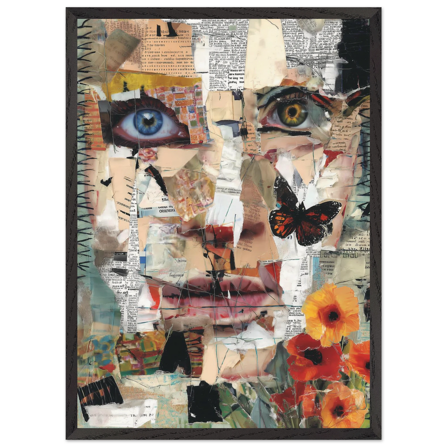 Le Visage de Papier — tableau encadré bois — vue 10 — art mural STNCL