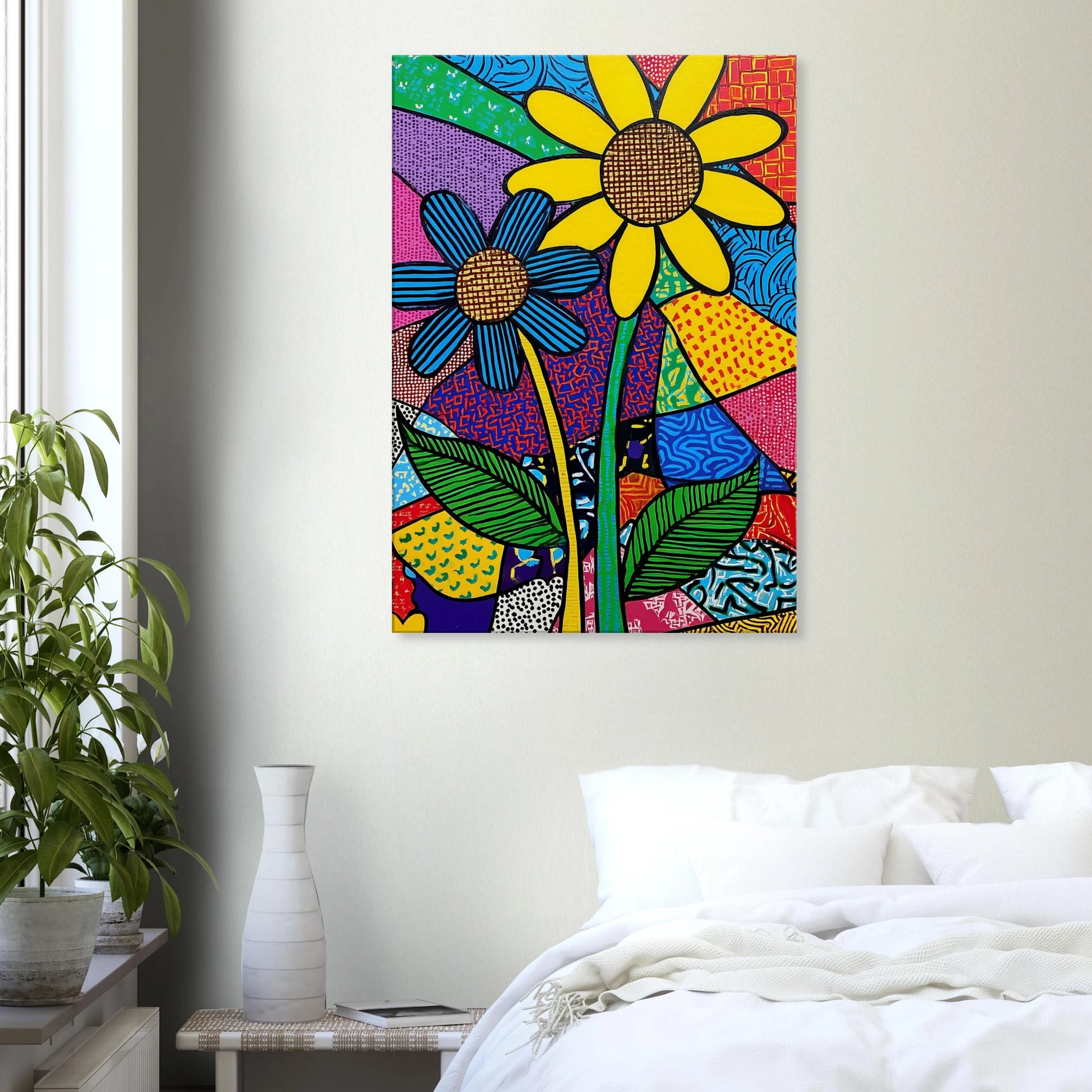 Deux Fleurs en Fête — tableau sur toile — vue 7 — art mural STNCL