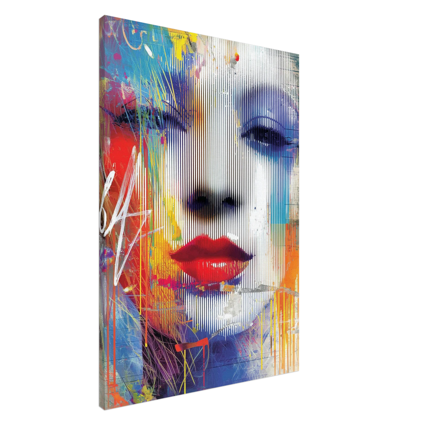 Visage aux Lèvres Carmin — tableau sur toile — art mural STNCL