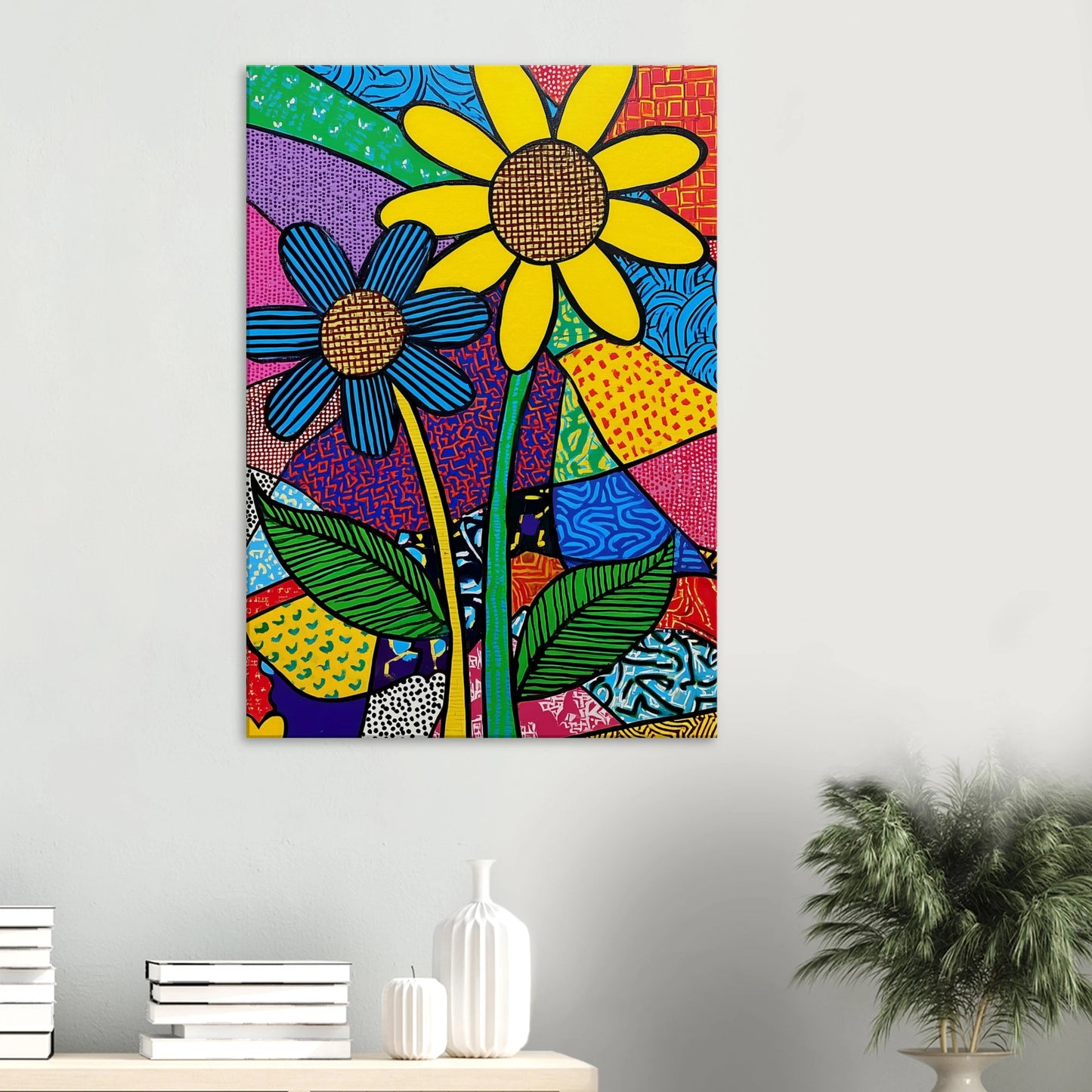 Deux Fleurs en Fête — tableau sur toile — vue 6 — art mural STNCL