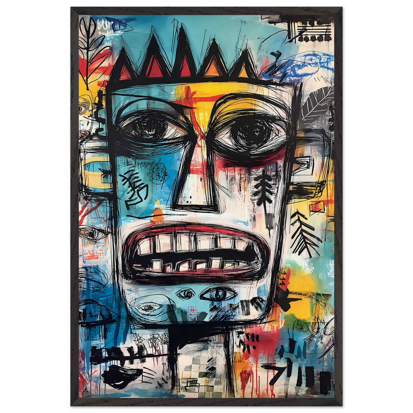 Roi Primitif — tableau encadré bois — vue 2 — art mural STNCL