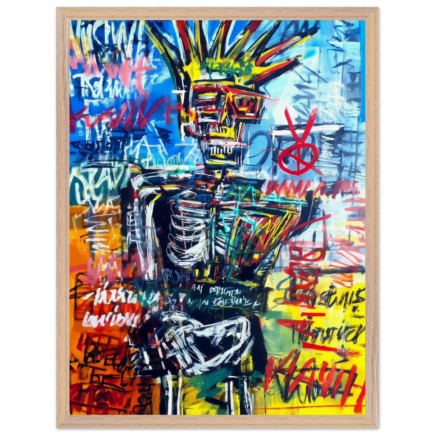 Roi Squelette — tableau encadre bois — vue 3 — art mural STNCL