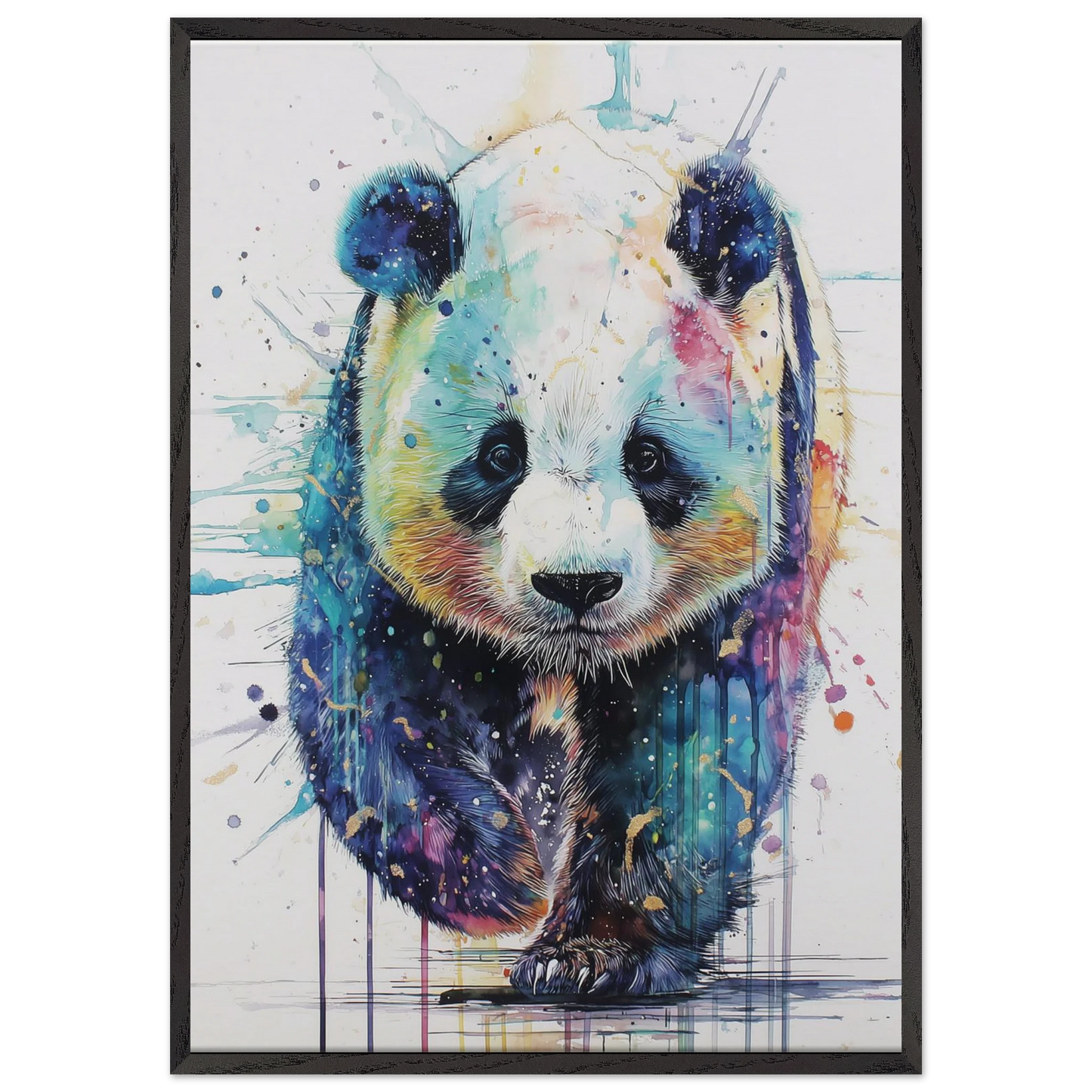 Panda aux Couleurs Éclatantes — tableau encadré bois — art mural STNCL