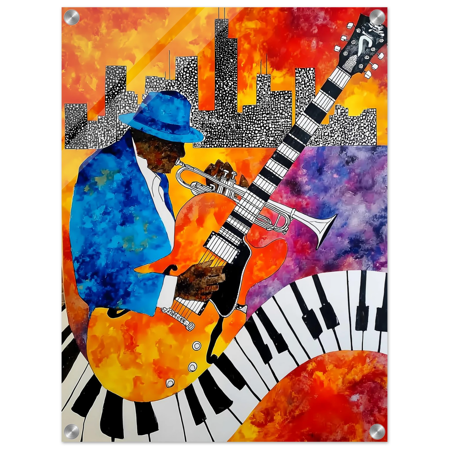 Blues en Ville — tableau plexiglas — vue 4 — art mural STNCL