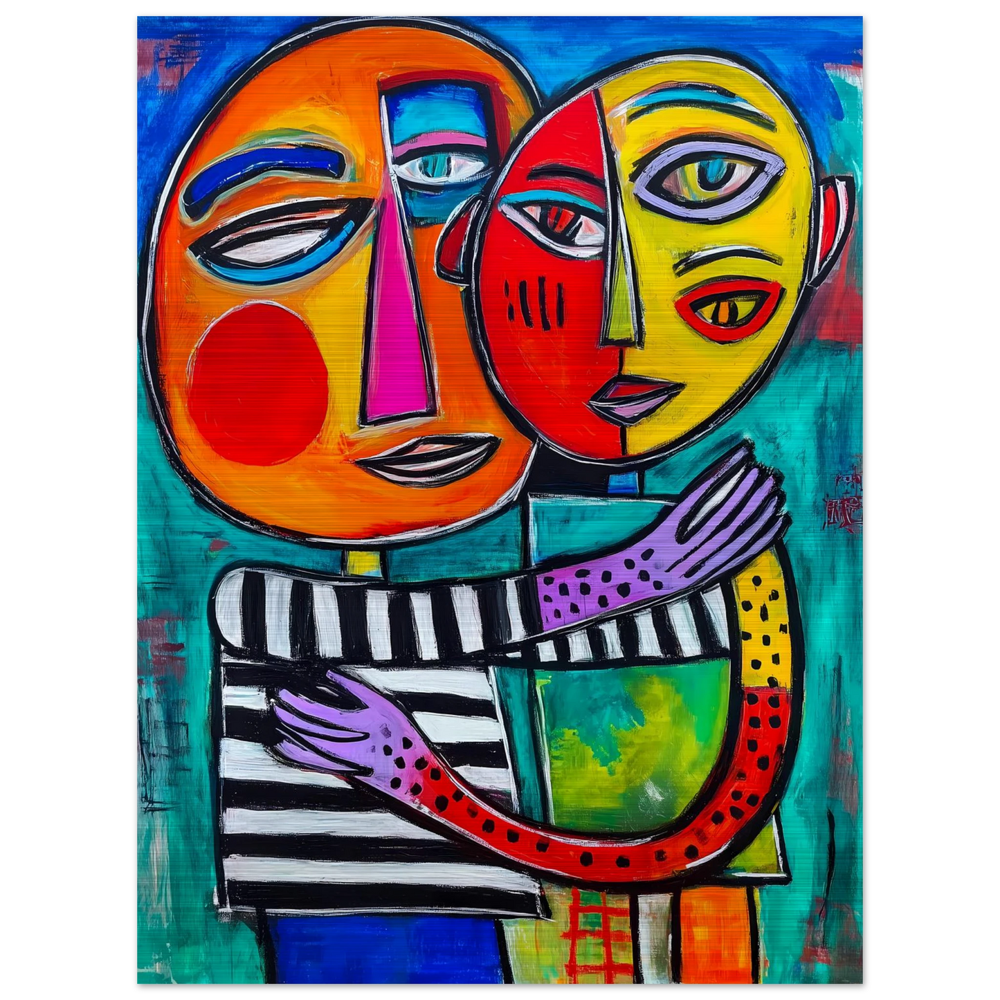 Étreinte Cubiste — tableau aluminium — vue 2 — art mural STNCL