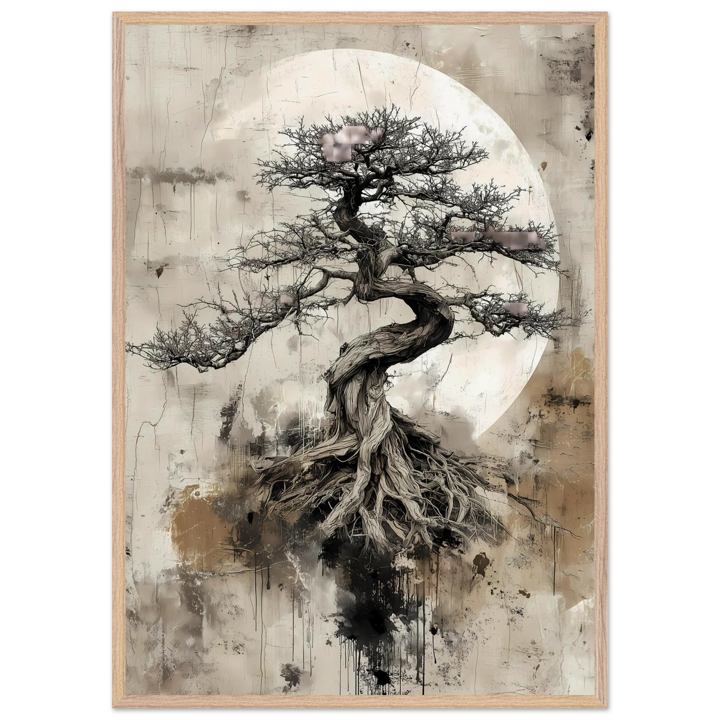 Bonsaï sous la Lune — tableau encadre bois — vue 6 — art mural STNCL