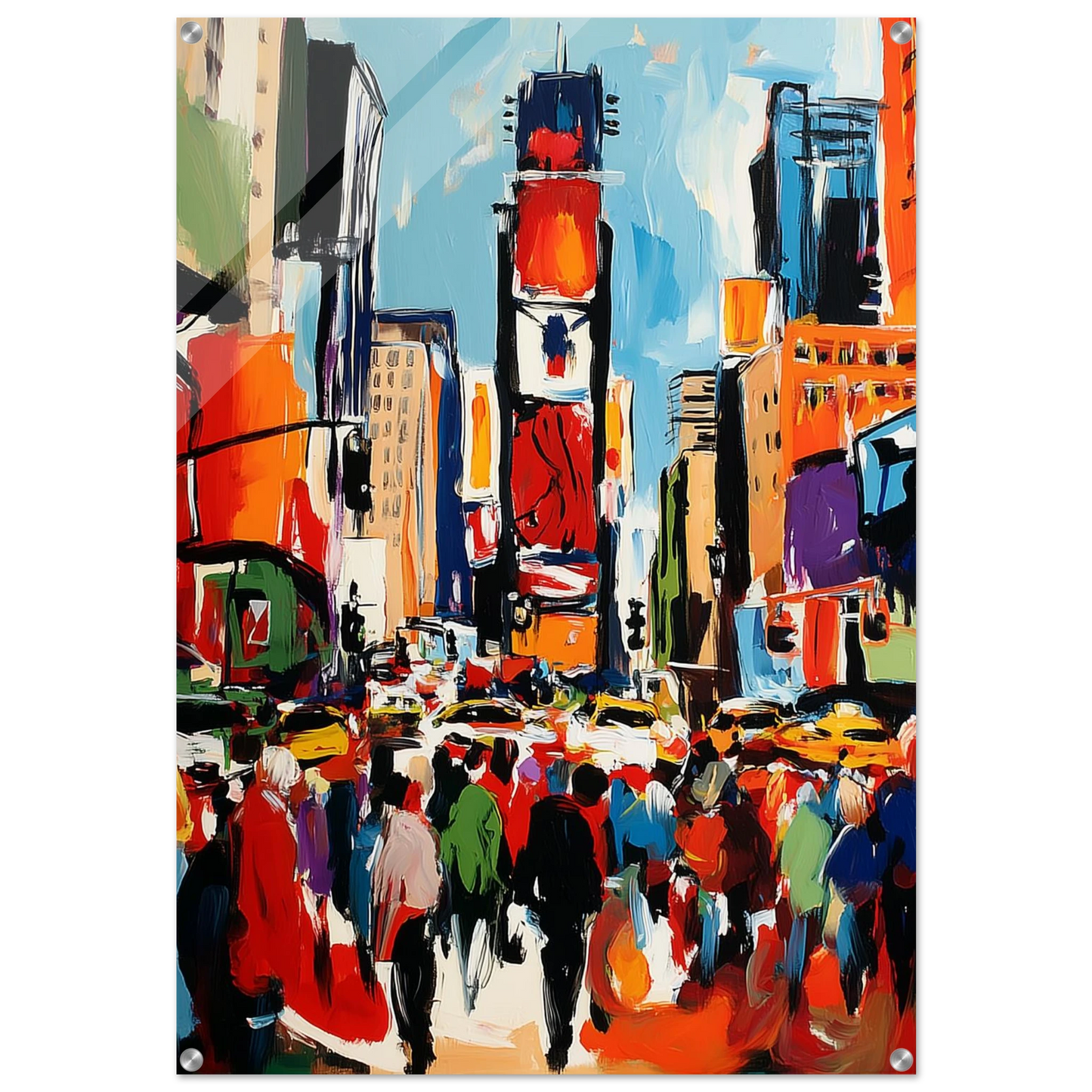 Foule au Carrefour Éclatant — tableau plexiglas — art mural STNCL