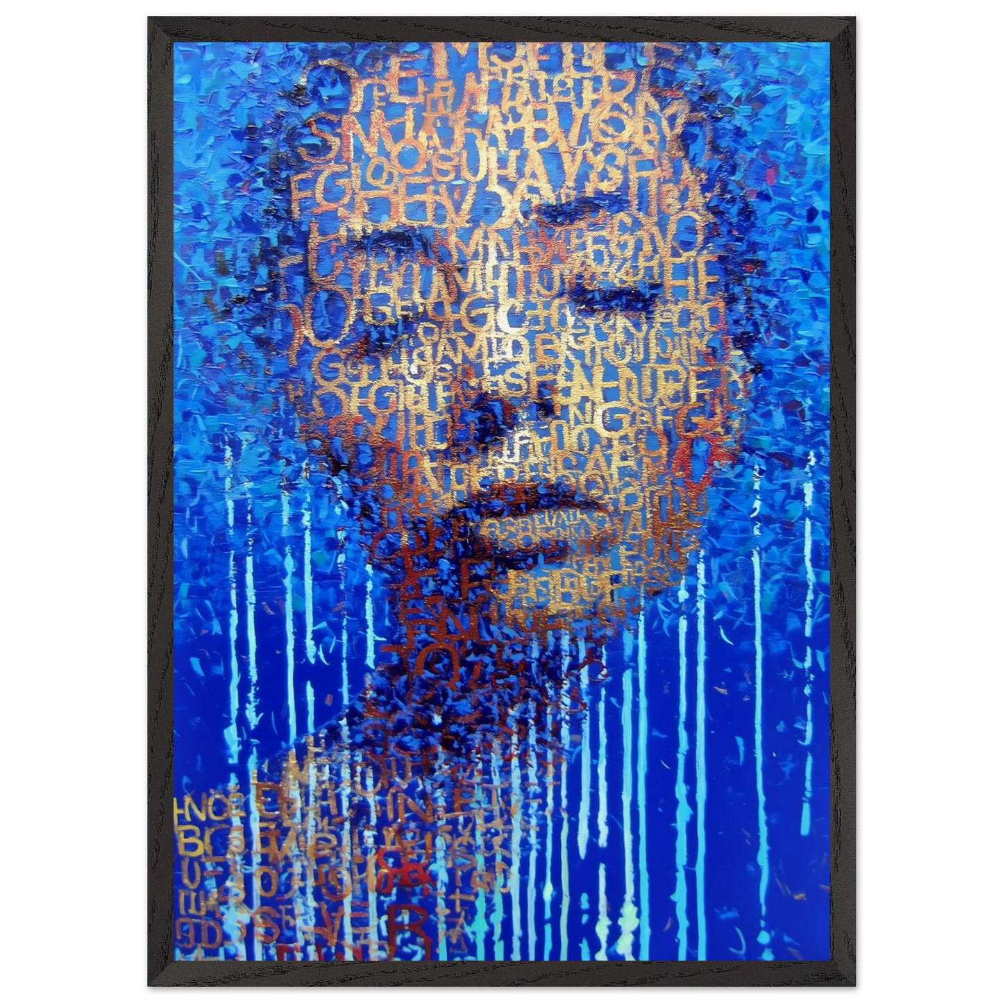 Visage de Lettres — tableau encadre bois — vue 10 — art mural STNCL