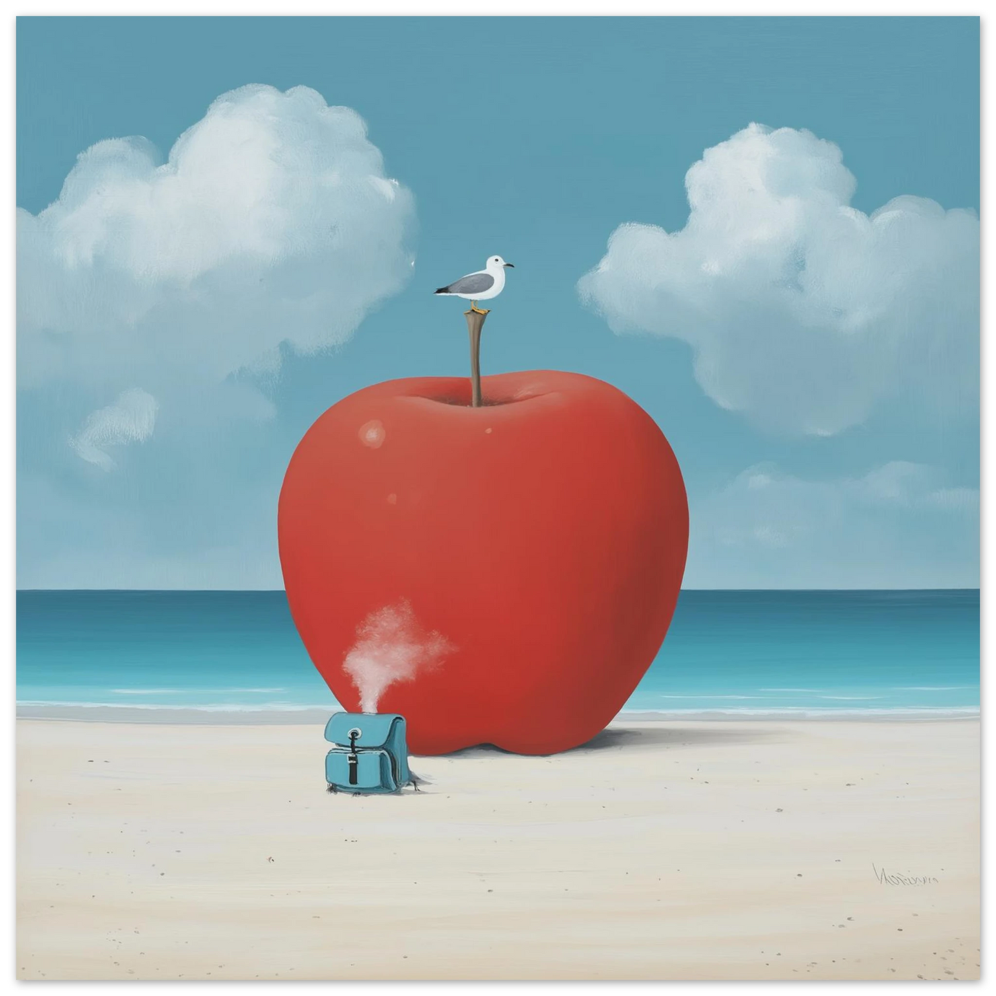 La Pomme et la Mouette — tableau aluminium — vue 4 — art mural STNCL