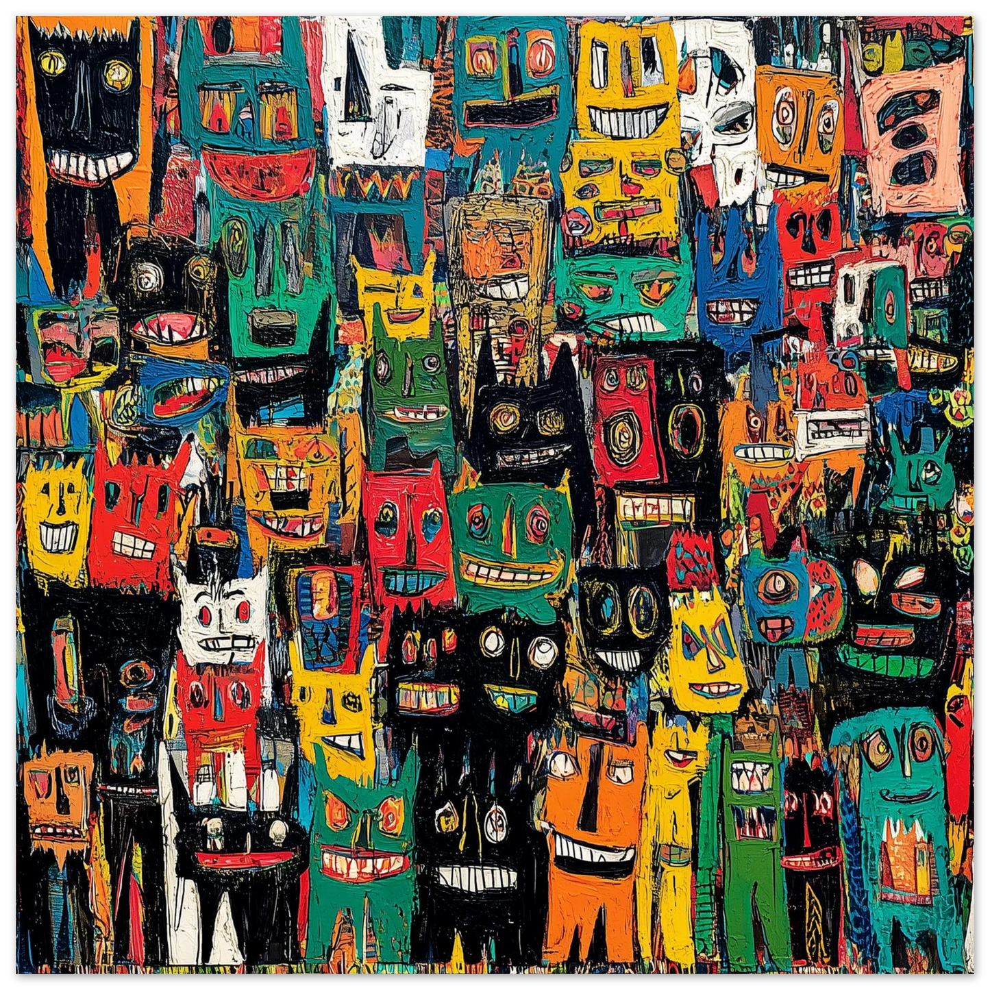 Foule de Masques Expressifs — tableau aluminium — art mural STNCL