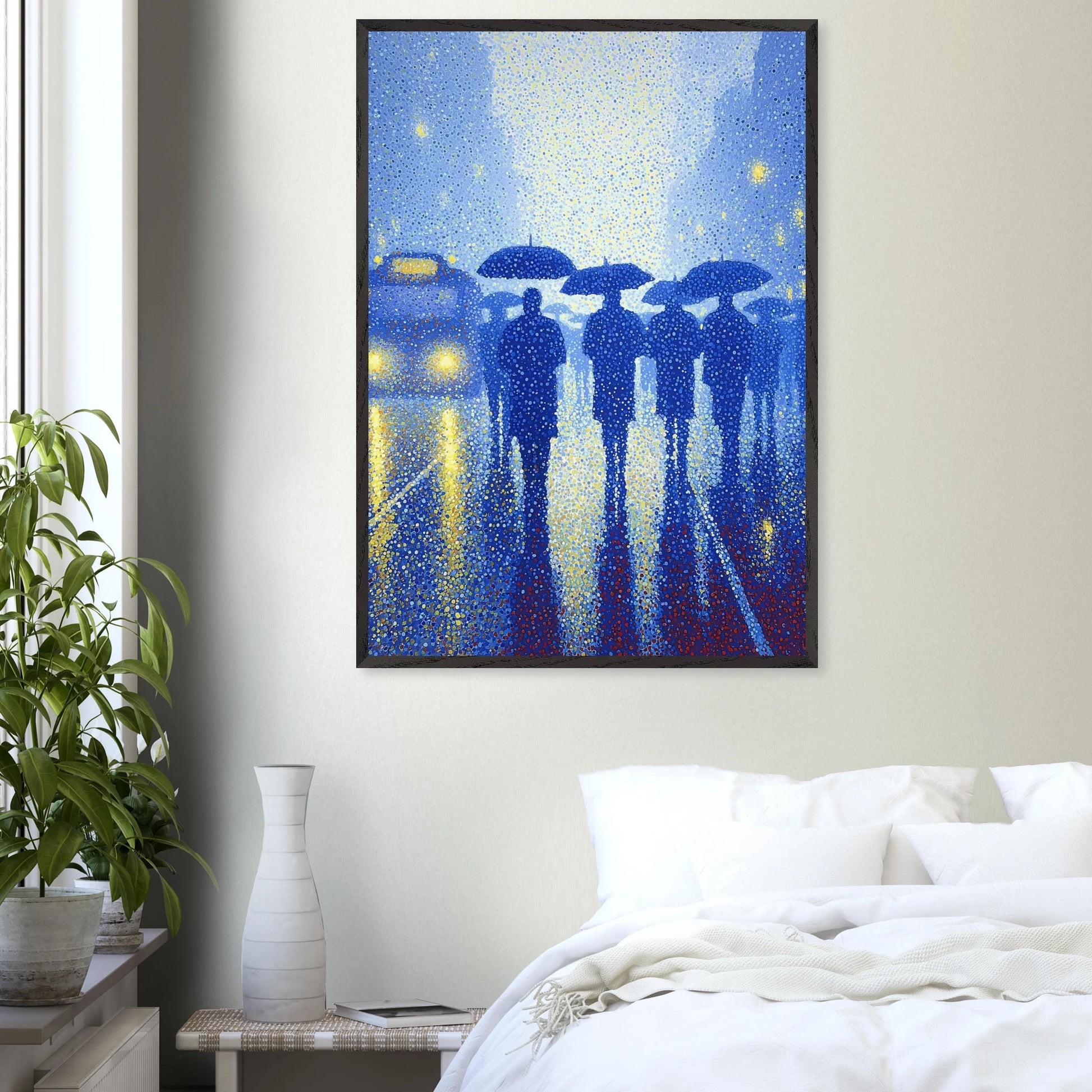 Pluie en Pointillés — tableau encadré bois — vue 17 — art mural STNCL