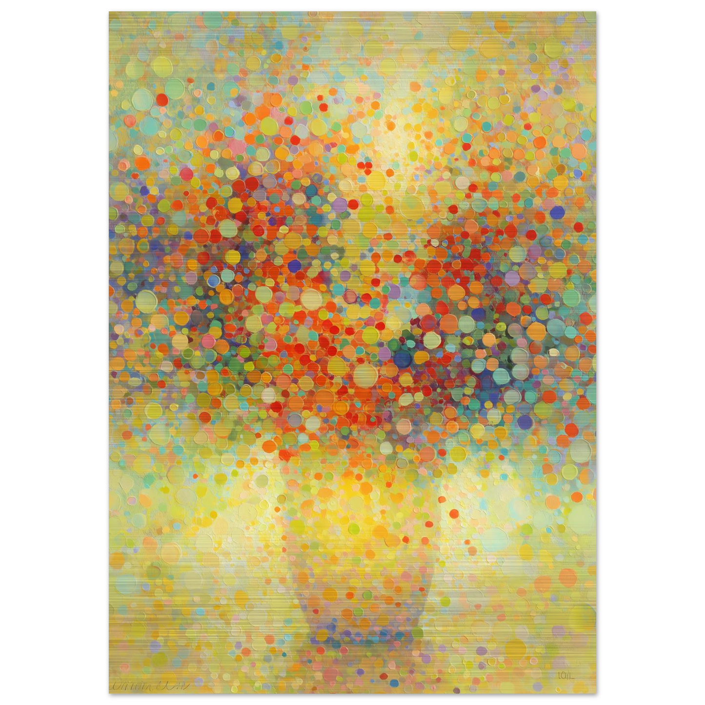 Floraison Pointilliste — tableau aluminium — vue 4 — art mural STNCL