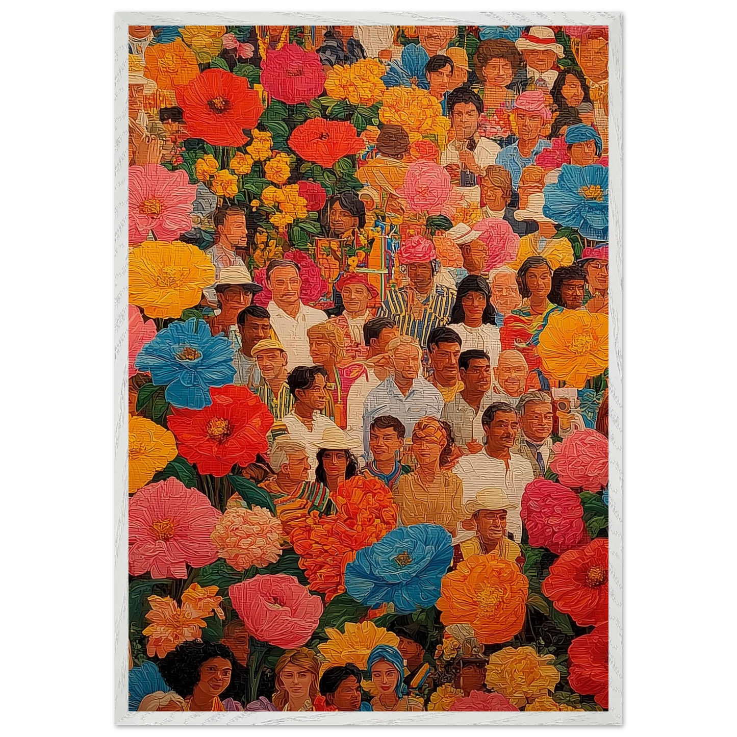 Jardin des Visages — tableau encadré bois — vue 5 — art mural STNCL